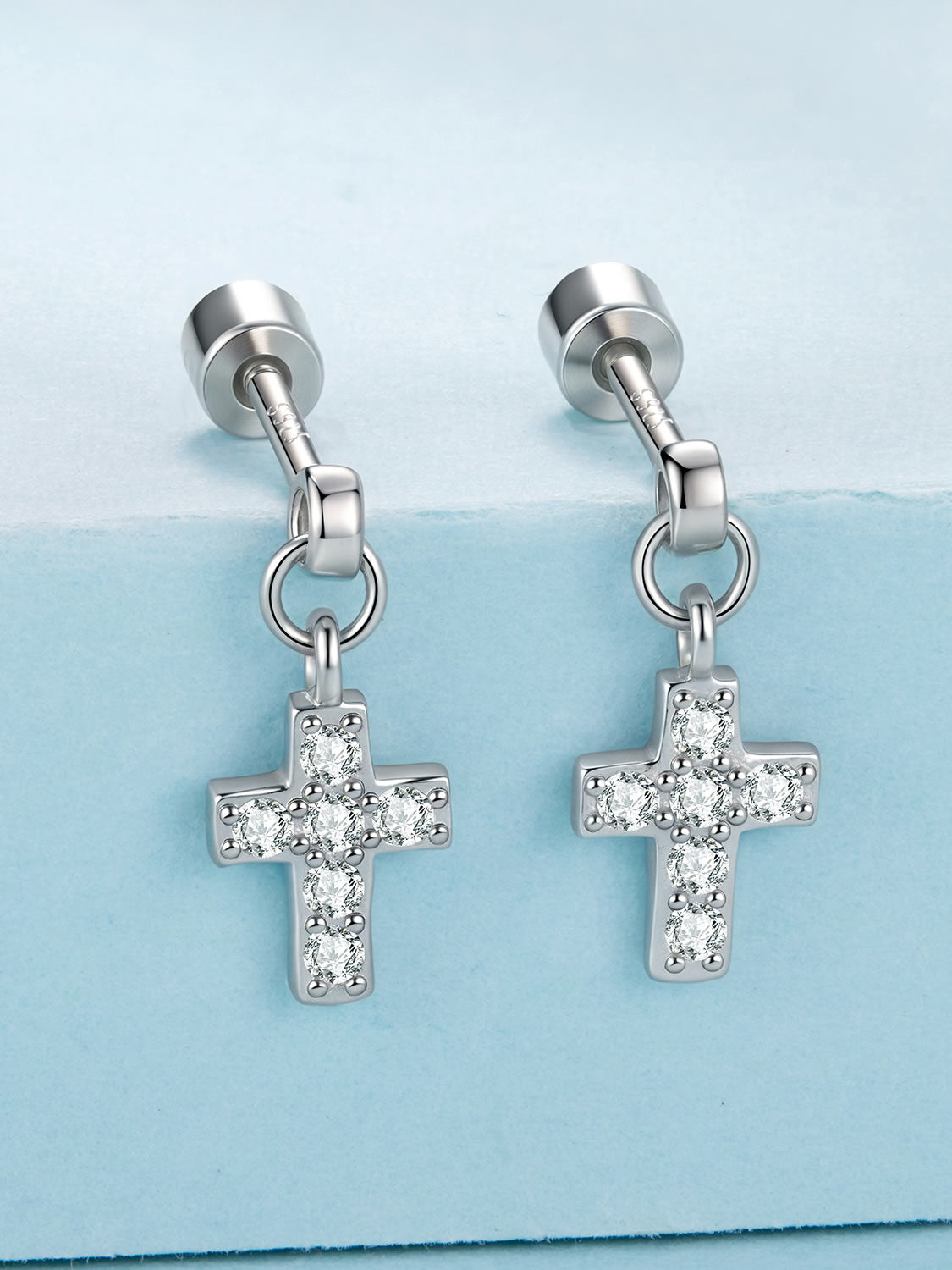 Cercei din Argint Cross Sparkle