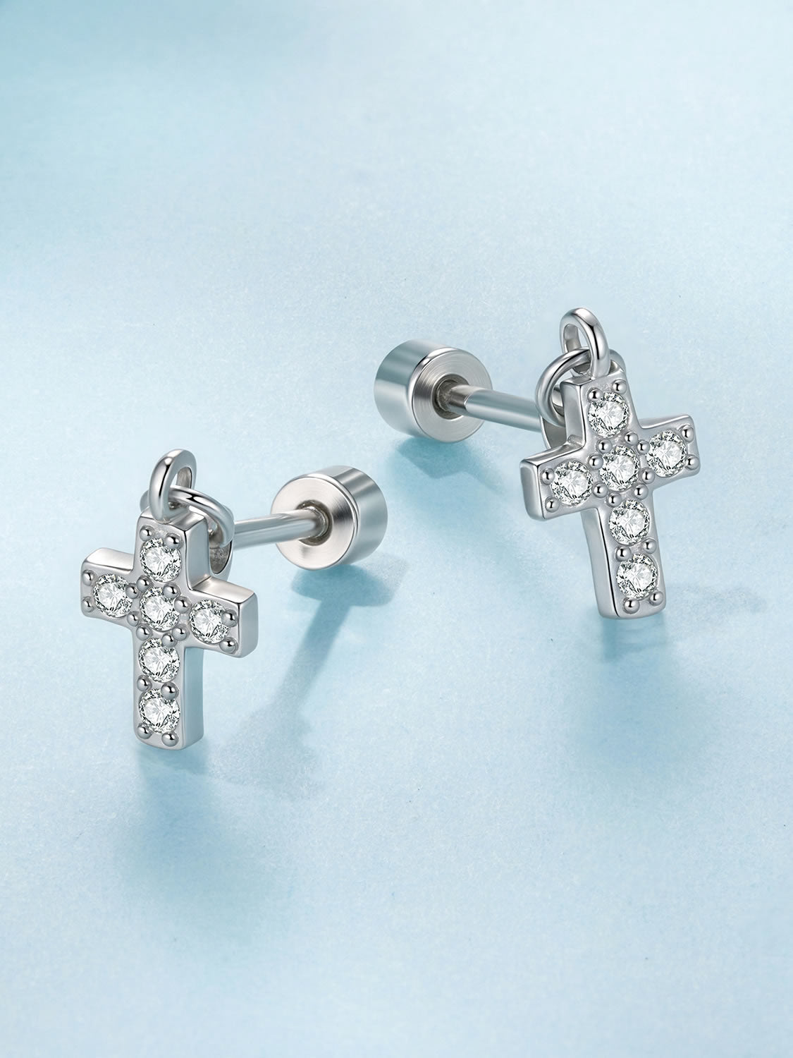 Cercei din Argint Cross Sparkle