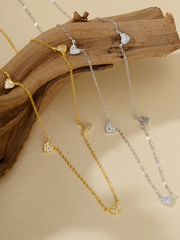 Colier din Argint Gold Hearts in Harmony