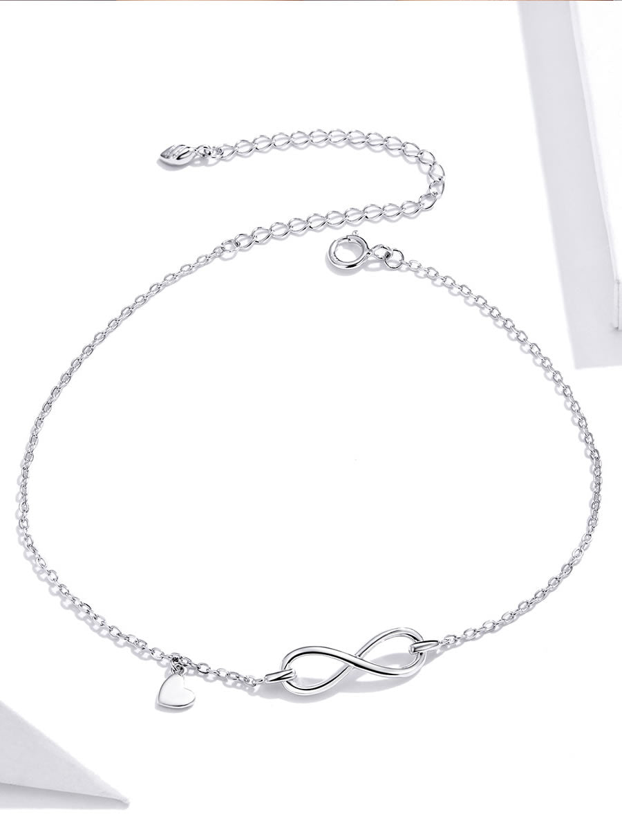Anklet din argint cu simbol infinit minimalist
