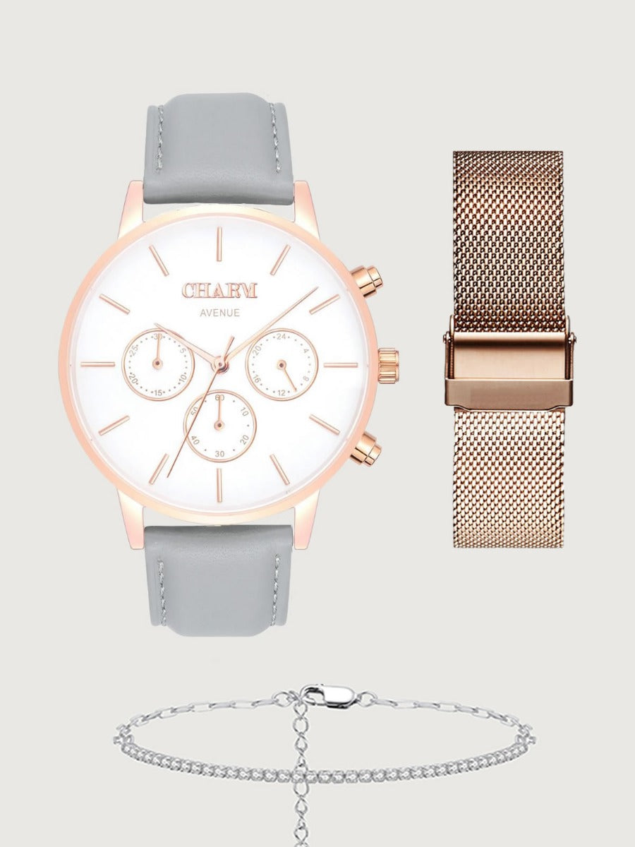 Set Cadou : Ceas Avenue Victoriei Grey + Curea de metal