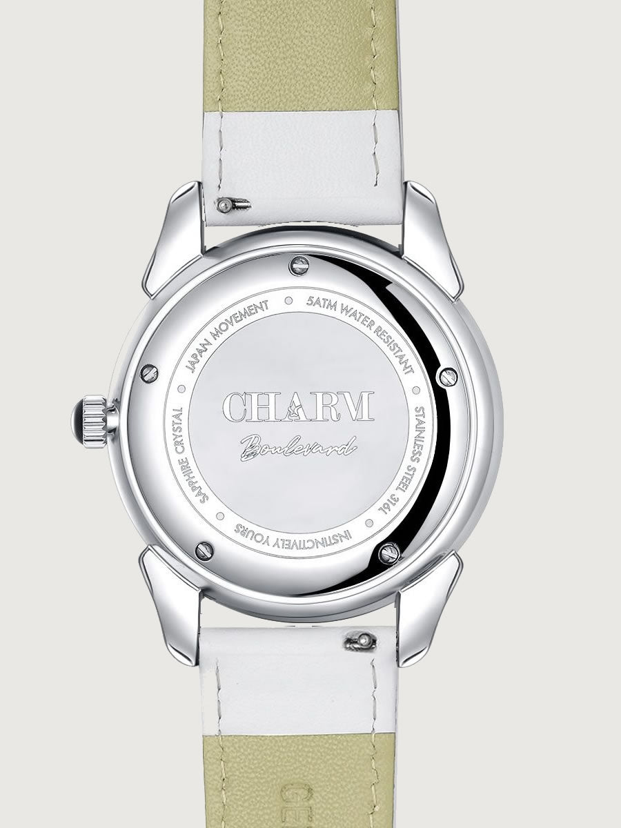 Set Unisex: Ceas Boulevard Aviatorilor White + Curea de piele Nuderose