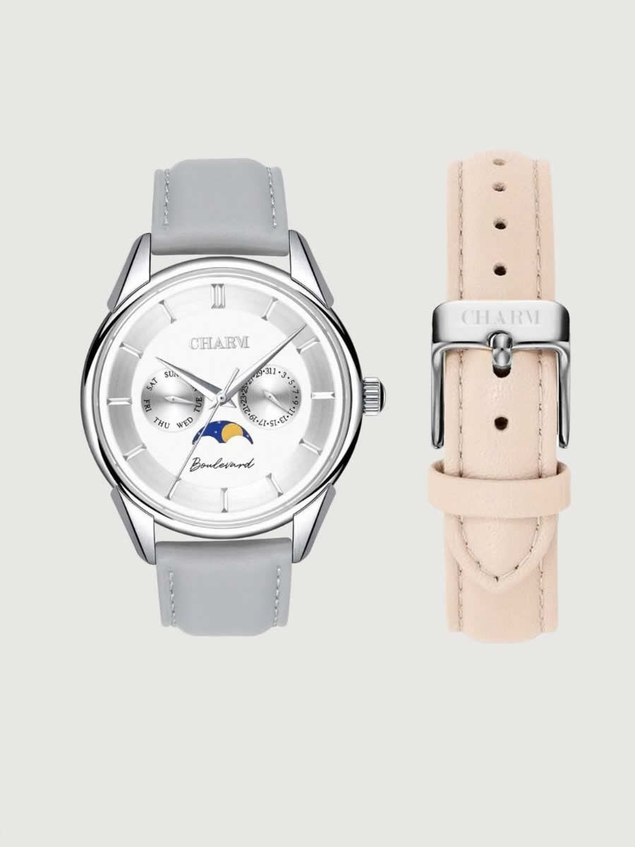Set Unisex: Ceas Boulevard Kiseleff Grey + Curea de piele Nuderose