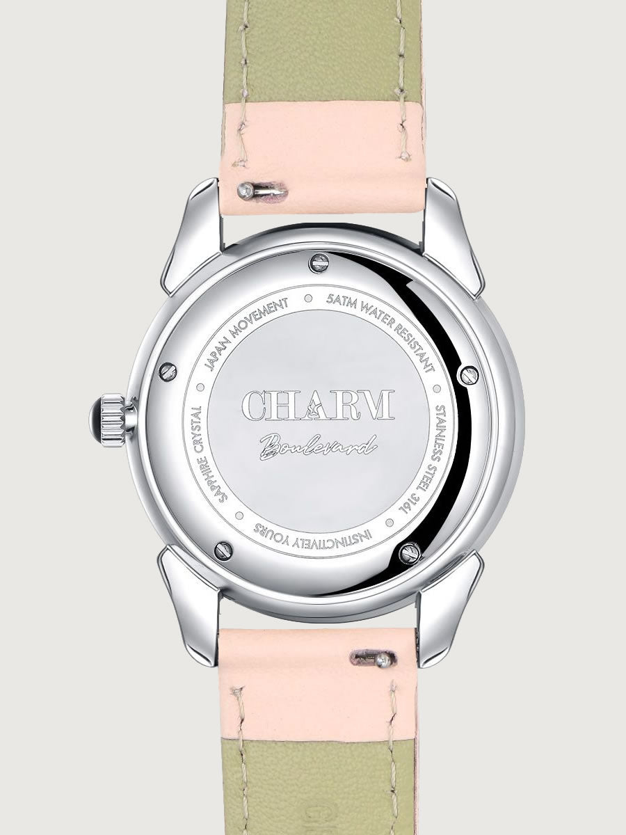 Set Unisex: Ceas Boulevard Kiseleff Nude Rose + Curea din otel inoxidabil Argintie