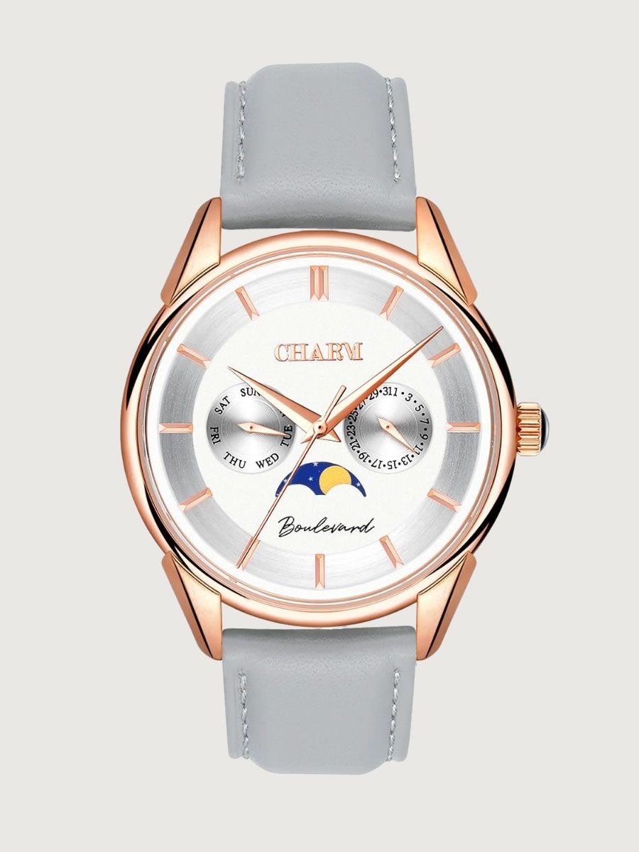 Set Unisex: Ceas Boulevard Unirii Rose Gold + Curea de piele Gri