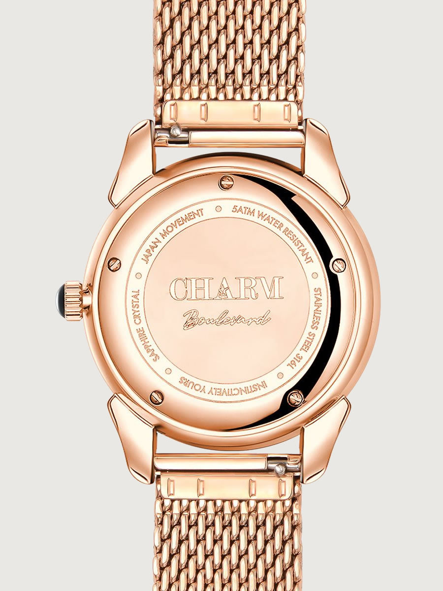 Set Unisex: Ceas Boulevard Primaverii Rose Gold + Curea de piele Alba