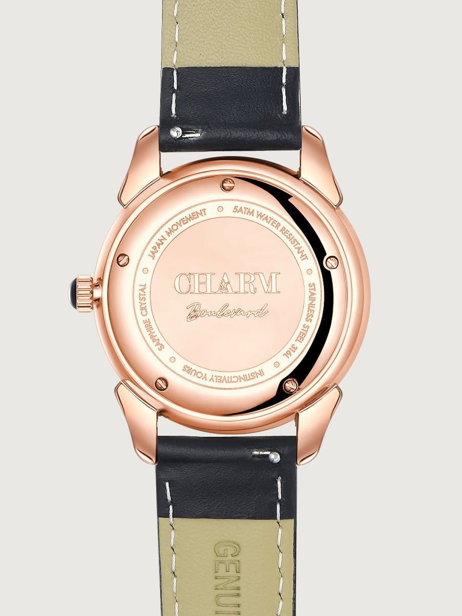 Set Unisex: Ceas Boulevard Primaverii Black + Curea  din otel inoxidabil Rose Gold