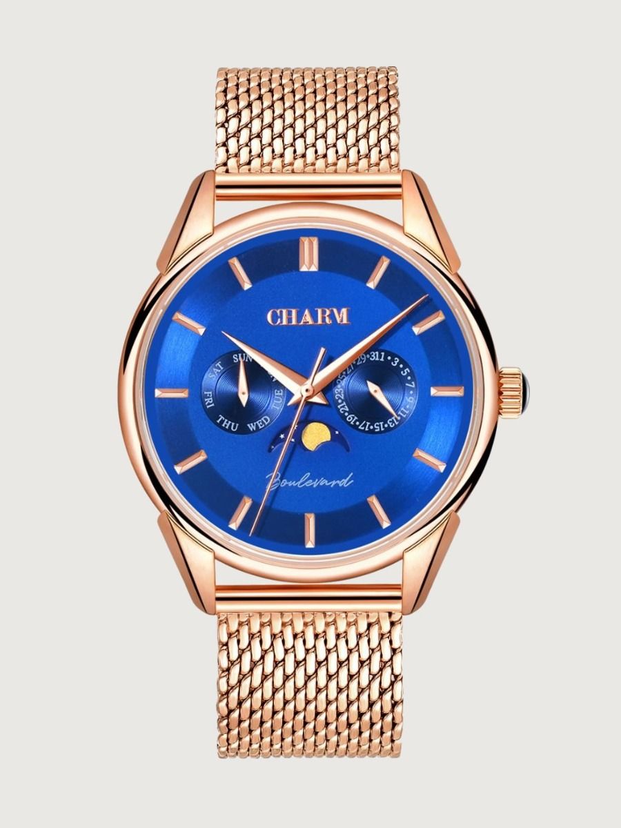 Set Unisex: Ceas Boulevard Primaverii Black + Curea  din otel inoxidabil Rose Gold