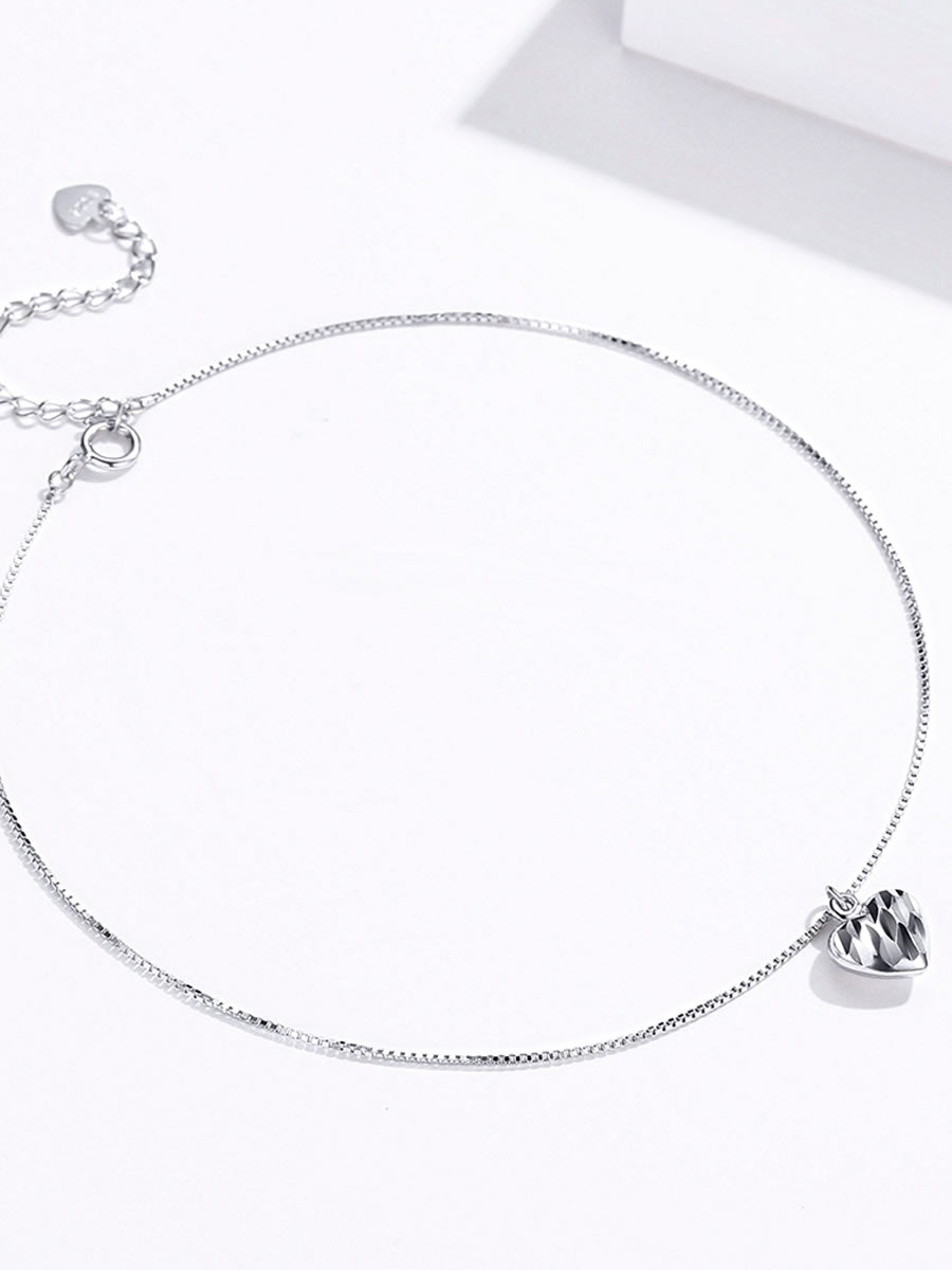 Anklet din argint minimalist cu inimă