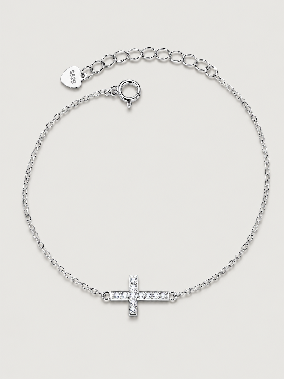 Brățară din argint 925 cu pandantiv cruce Faithful Glow