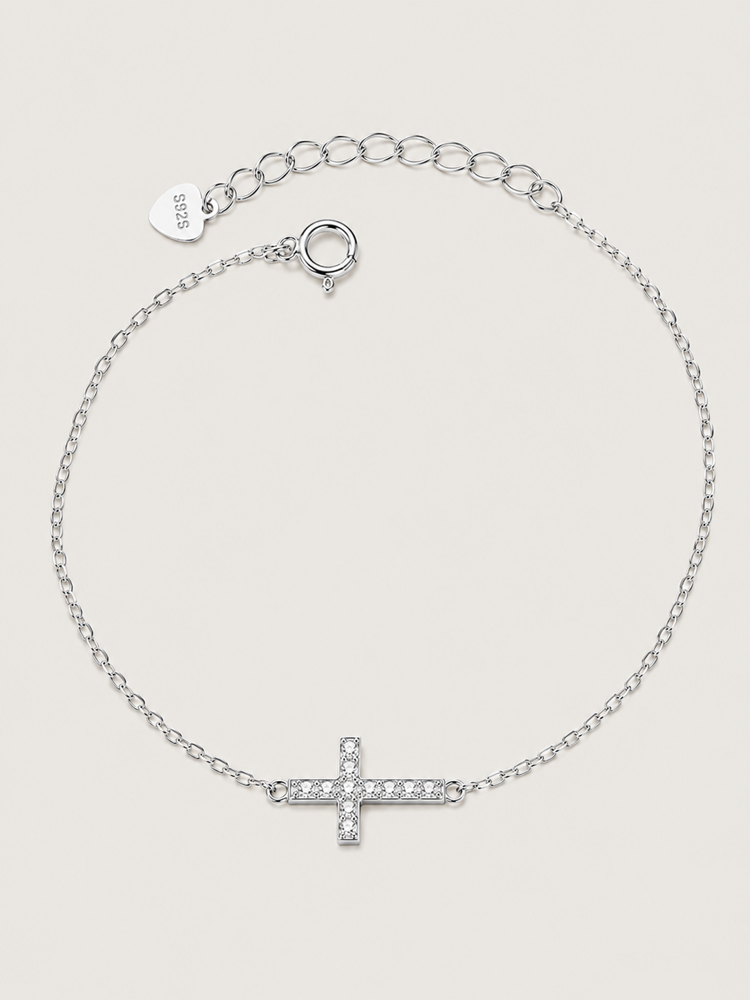 Brățară din argint 925 cu pandantiv cruce Faithful Glow