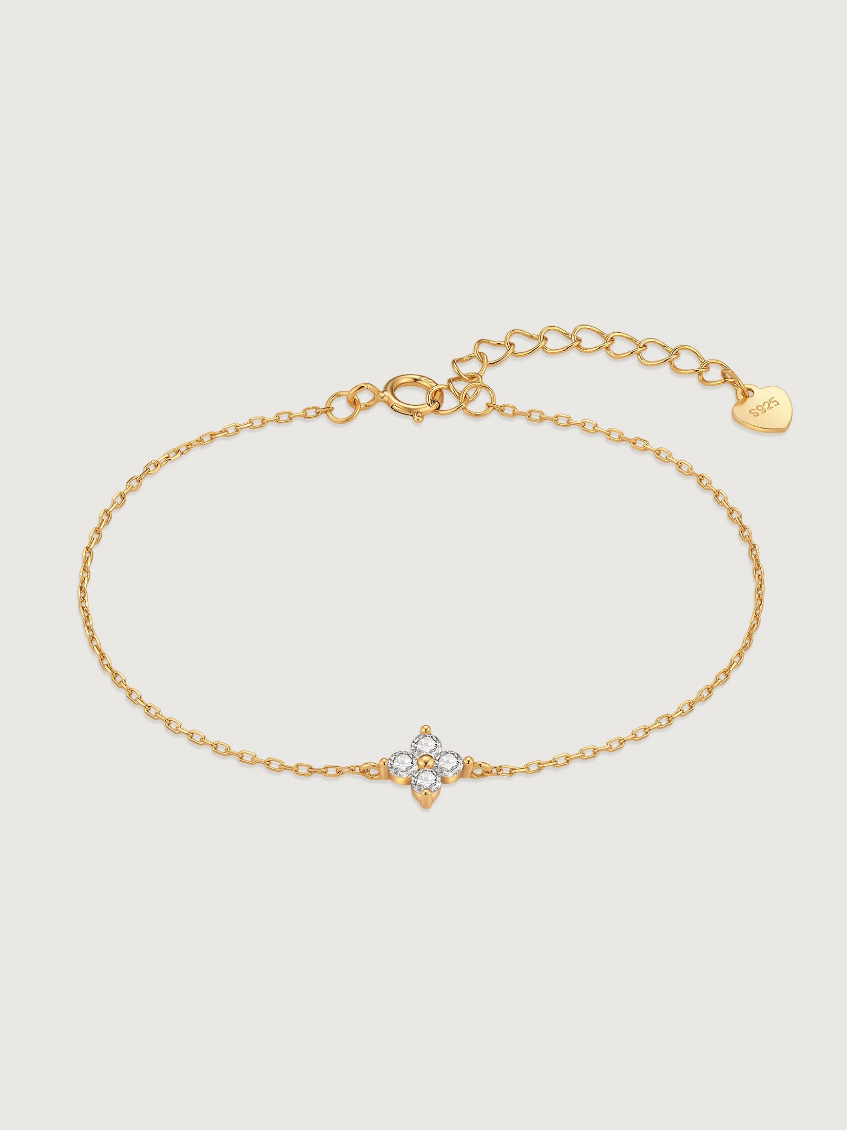 Brățară din argint 925 placată cu aur 14K cu floare și zirconii 5A Gold Celestial Mini Flora