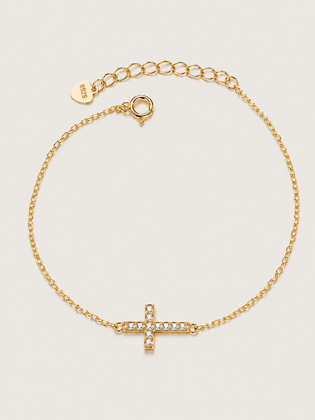 Brățară din argint 925 placată cu aur cu pandantiv cruce Divine Radiance