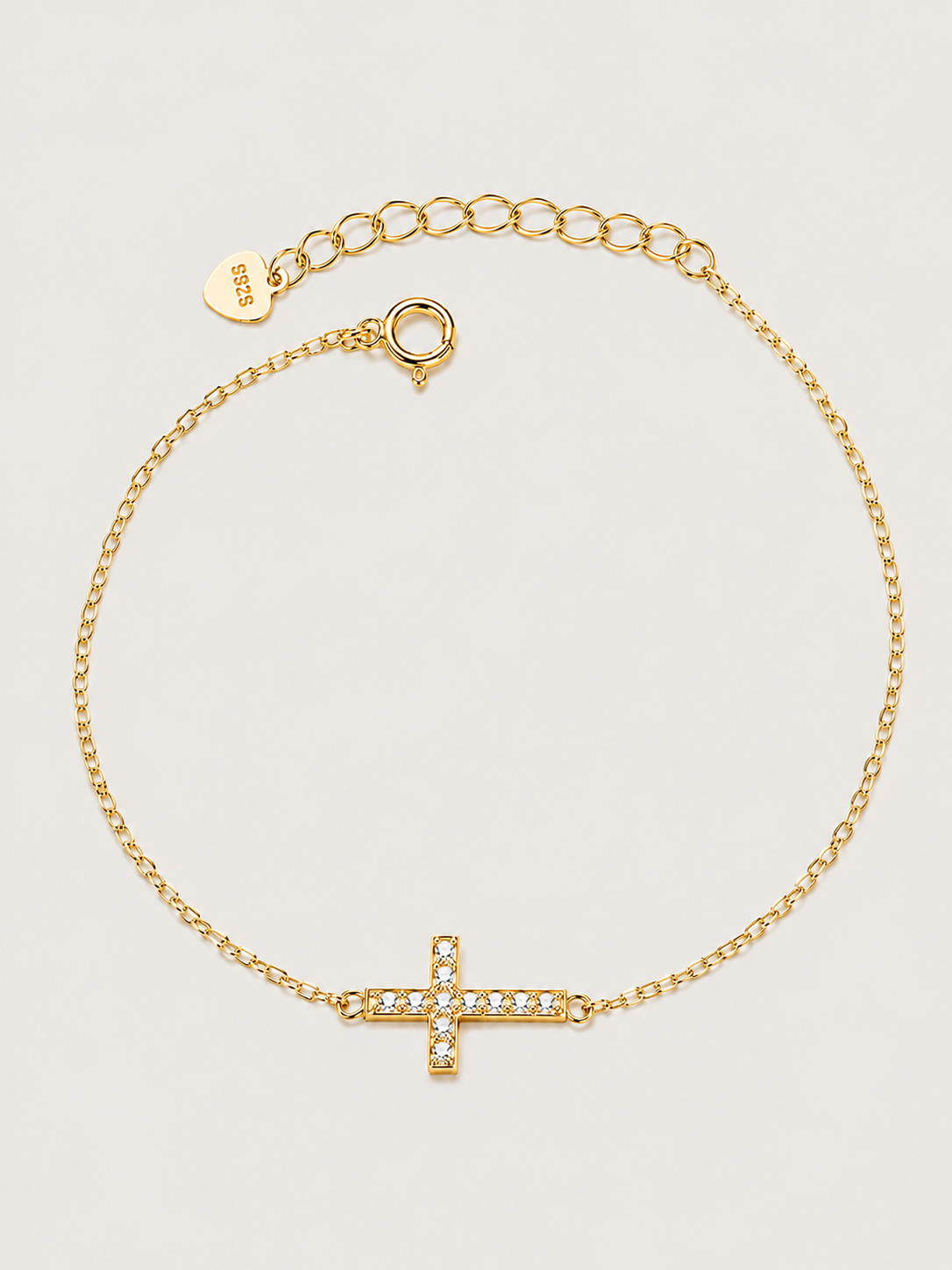 Brățară din argint 925 placată cu aur cu pandantiv cruce Divine Radiance
