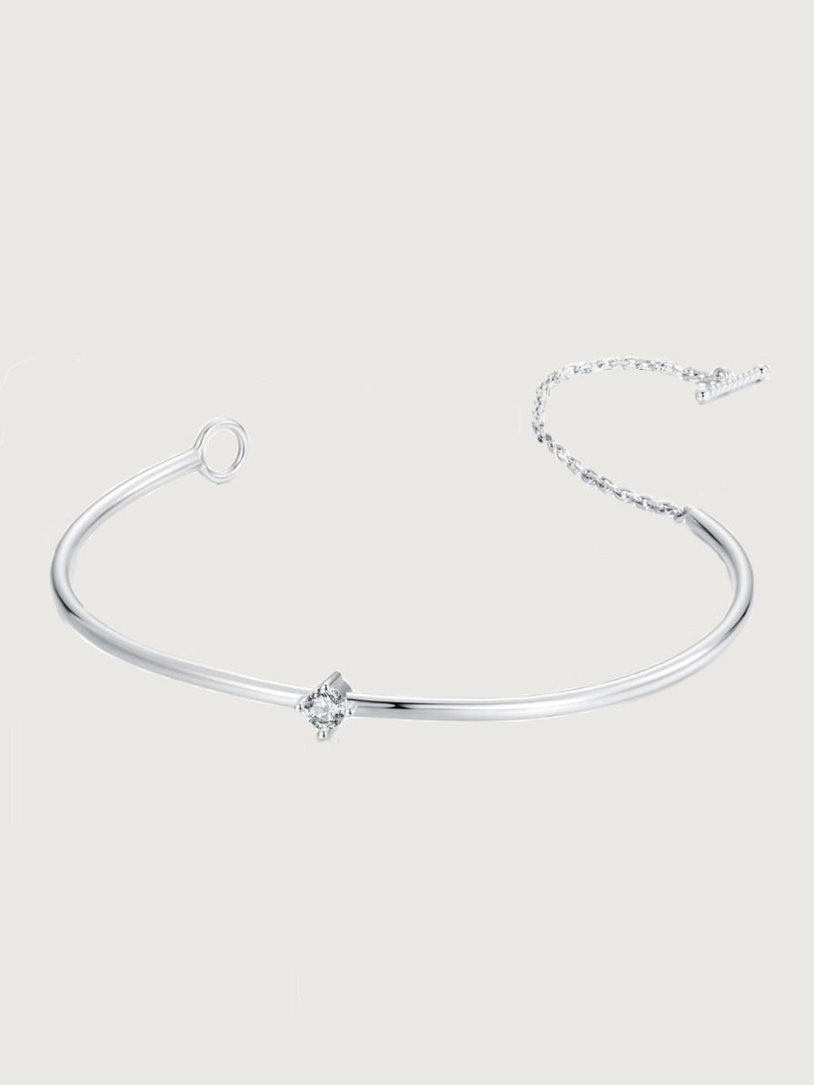 Brățară din argint 925 tip bangle cu zirconiu central Center of Radiance