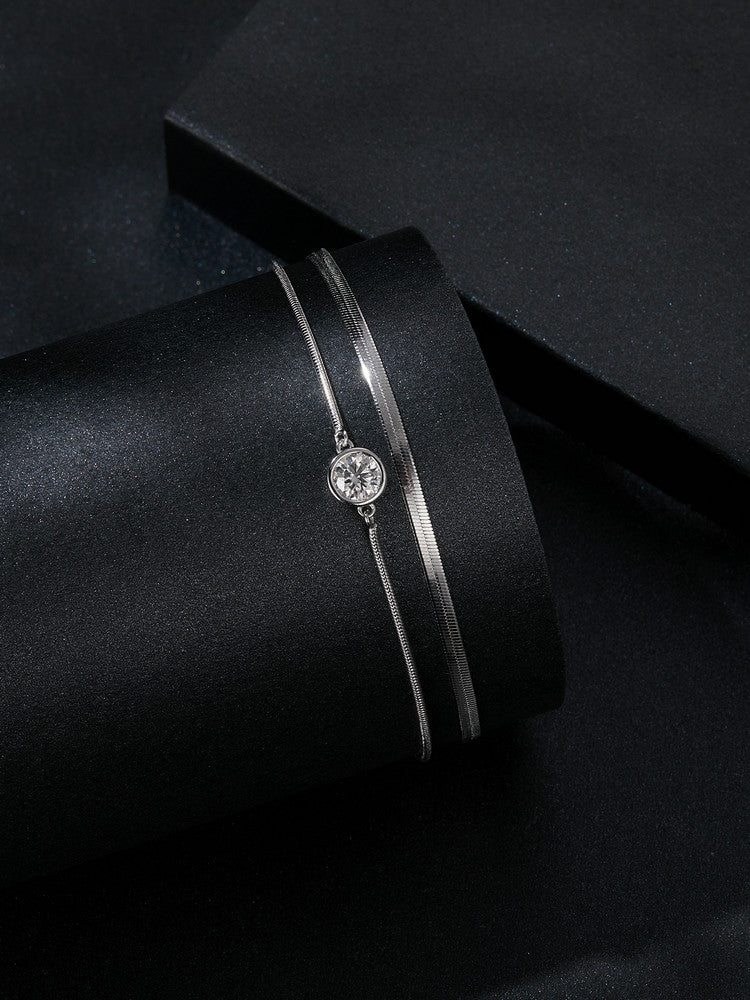 Brățară argint cu moissanite ideală pentru cadou elegant și rafinat