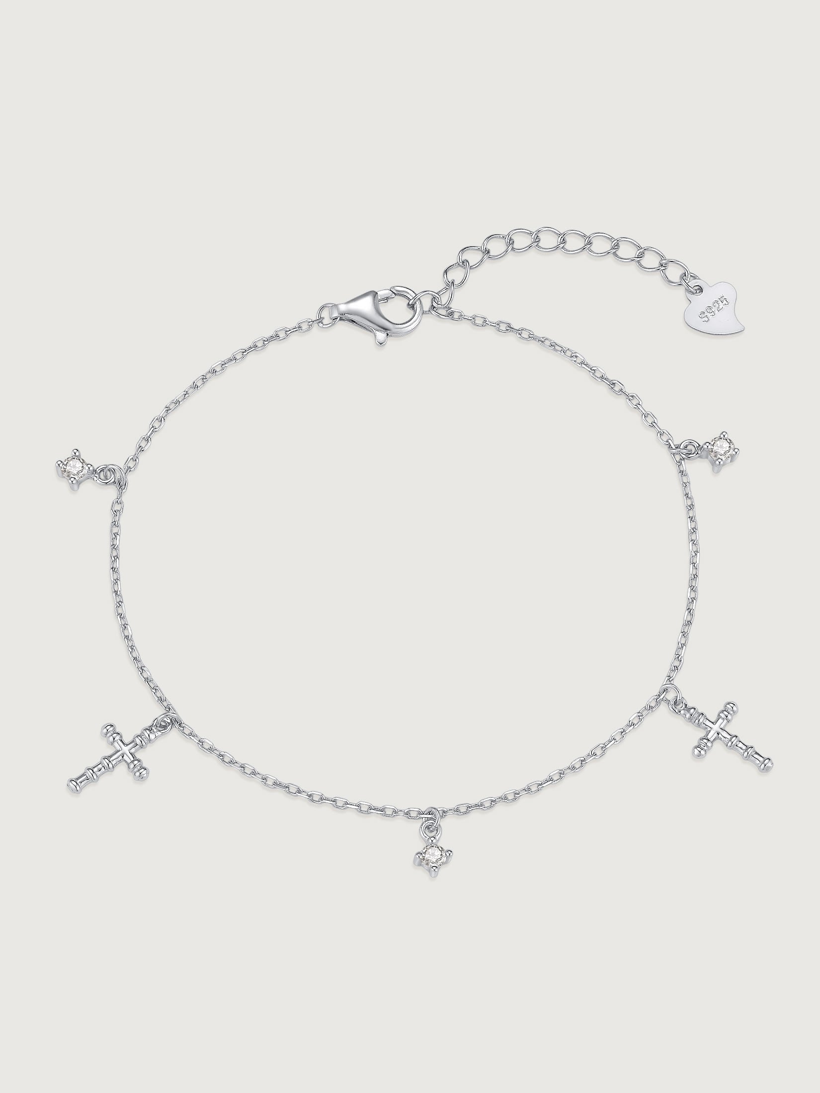 Brățară din argint 925 cu cruci și zirconii 5A Divine Cross Charms
