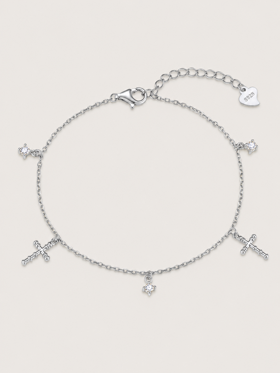 Brățară din argint 925 cu cruci și zirconii 5A Divine Cross Charms