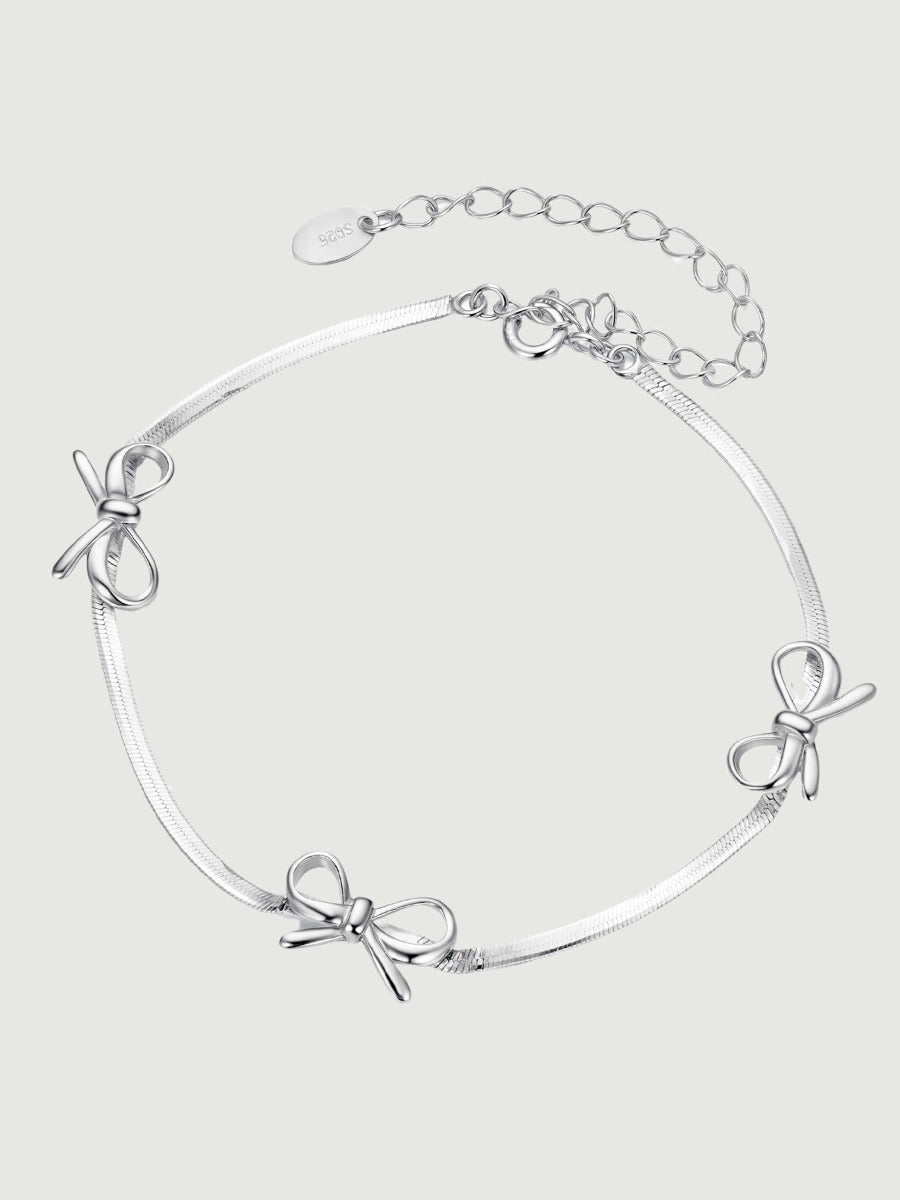 Brățară din argint 925 cu fundițe și lanț tip snake chain Silver Ribbons
