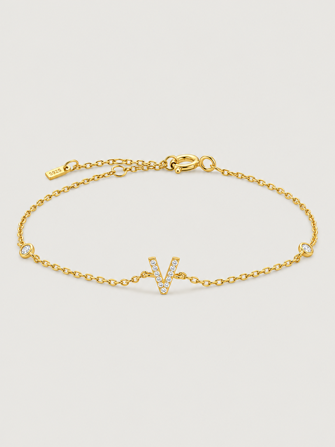 Brățară din Argint Gold Initial Spark Litera V