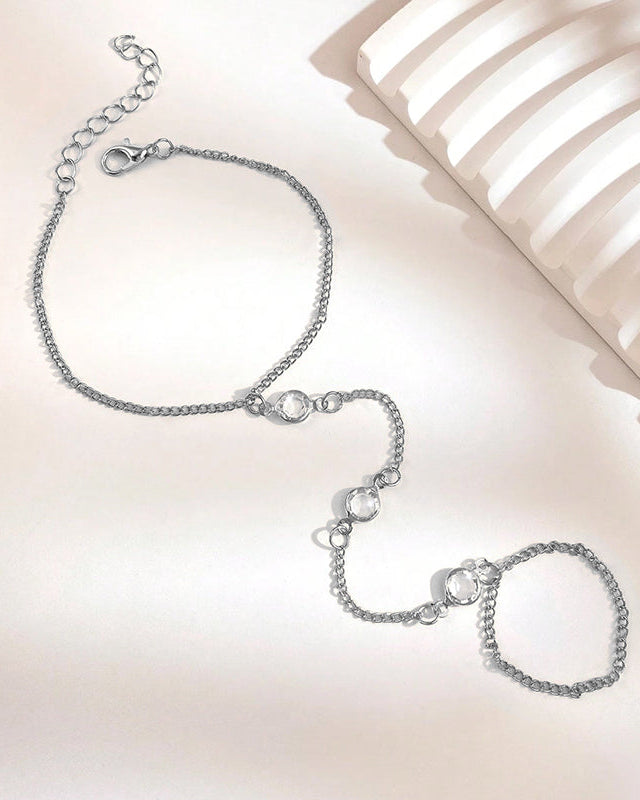 Brățară elegantă tip hand chain din argint