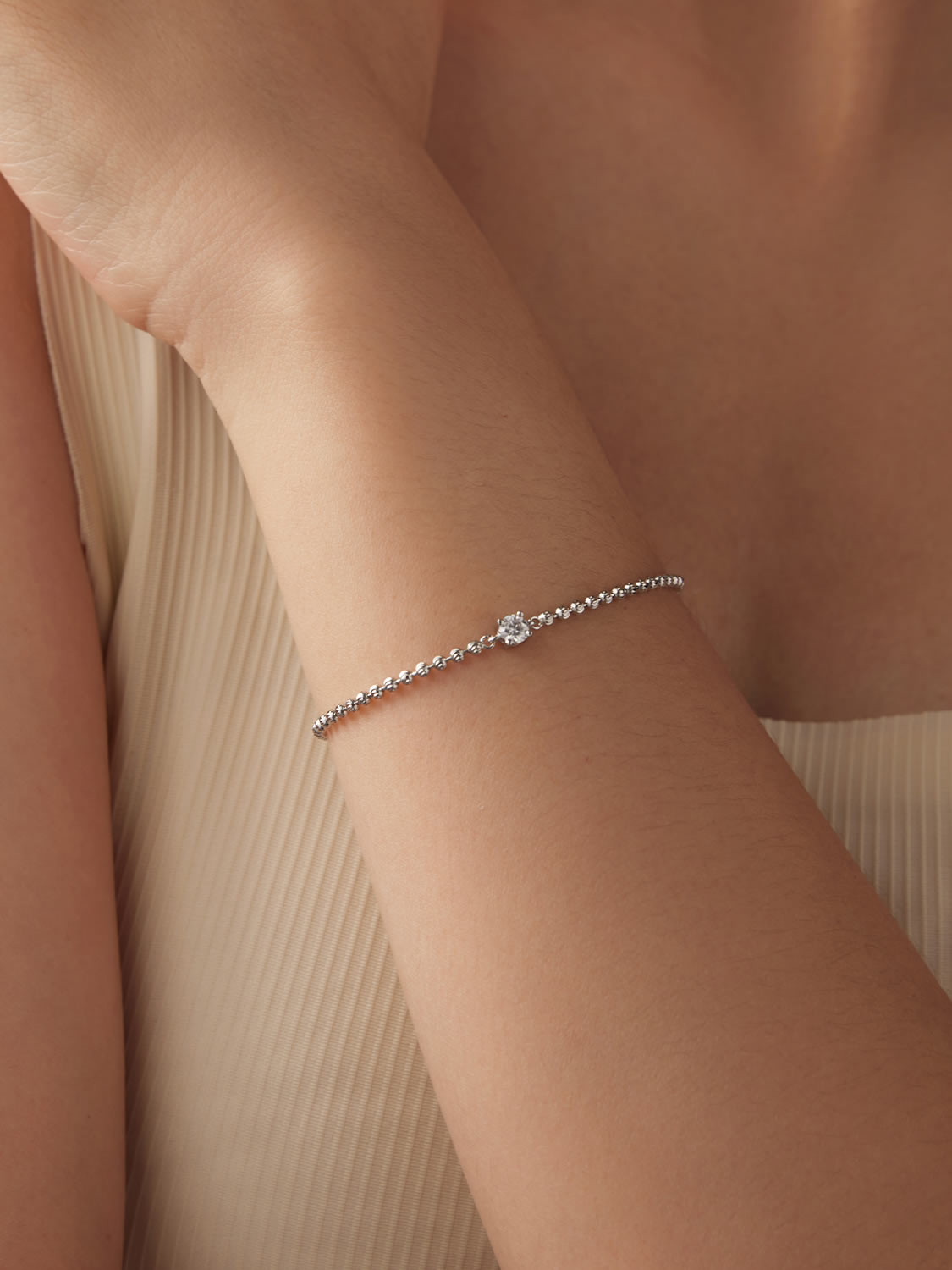 Brățară argint minimalistă cu moissanite 0.3ct