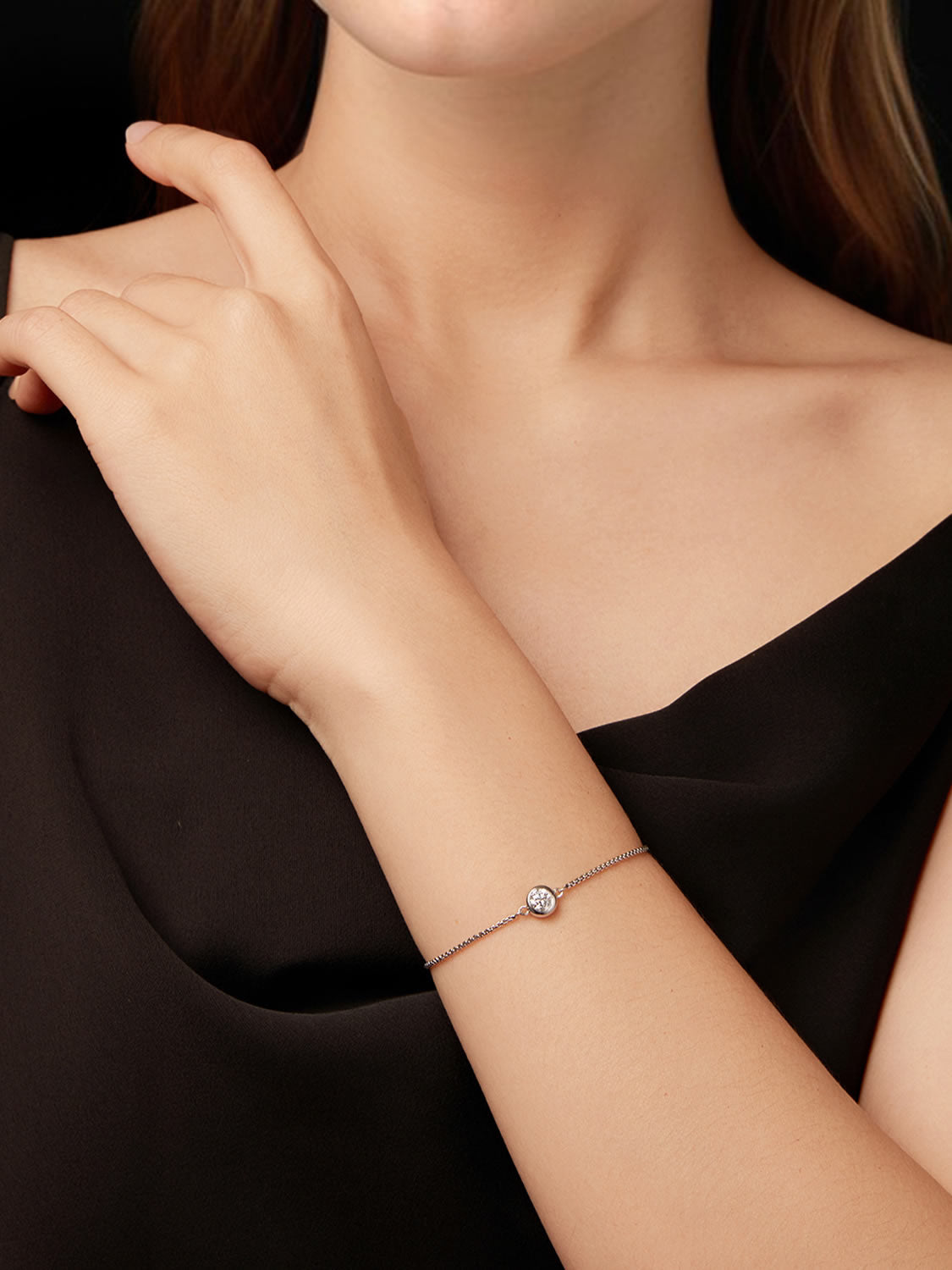 Brățară argint cu moissanite 0.5ct montură halo