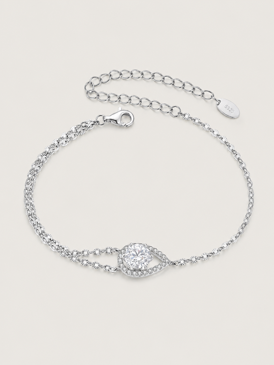 Brățară din Argint cu Moissanite 1 ct Pear Cut Elegance