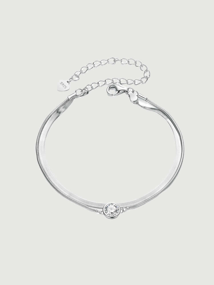 Brățară din argint 925 Moissanite Eternal Glow cu piatră centrală strălucitoare