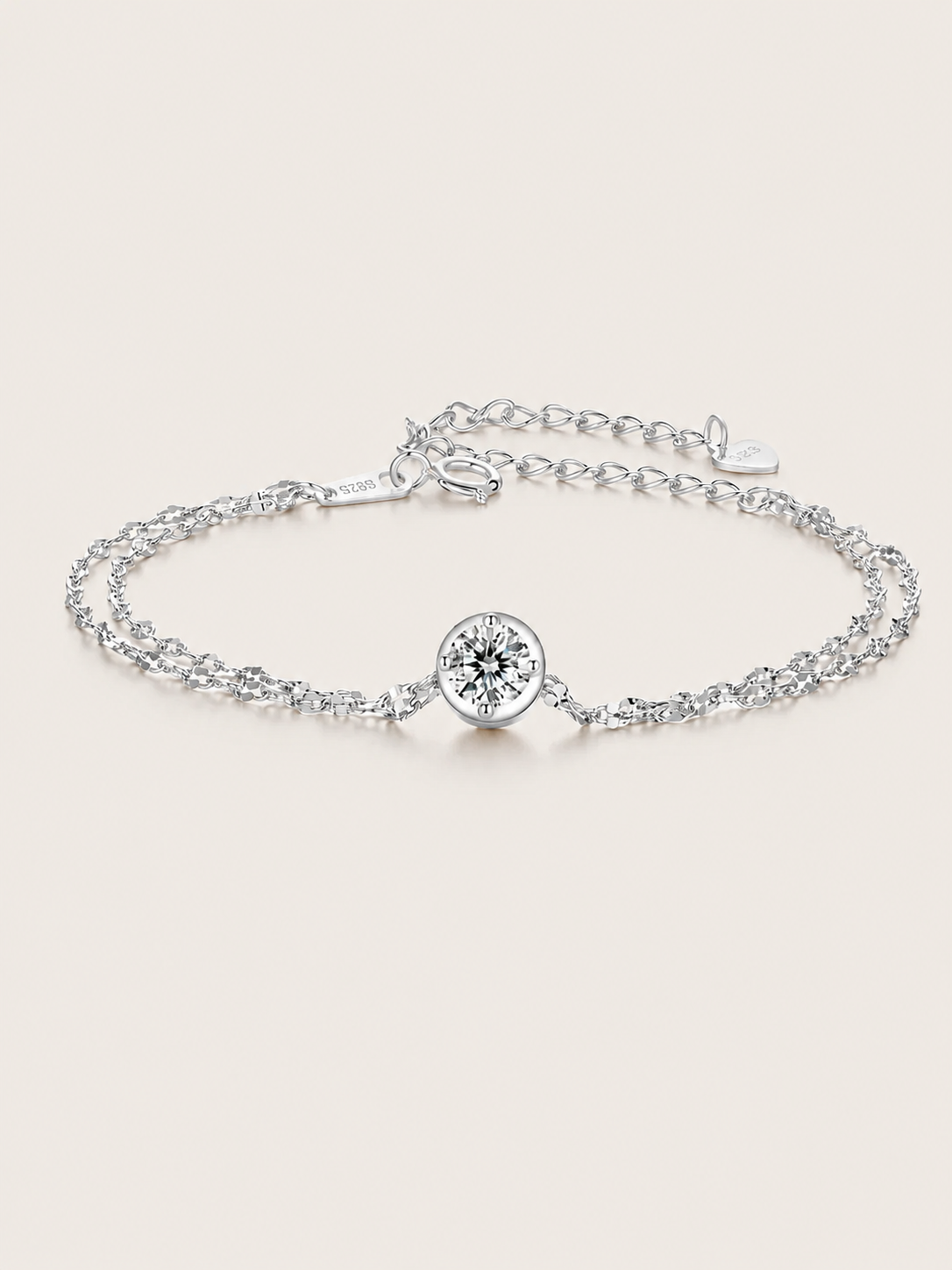 Brățară din argint 925 Moissanite Pure Brilliance cu piatră centrală strălucitoare