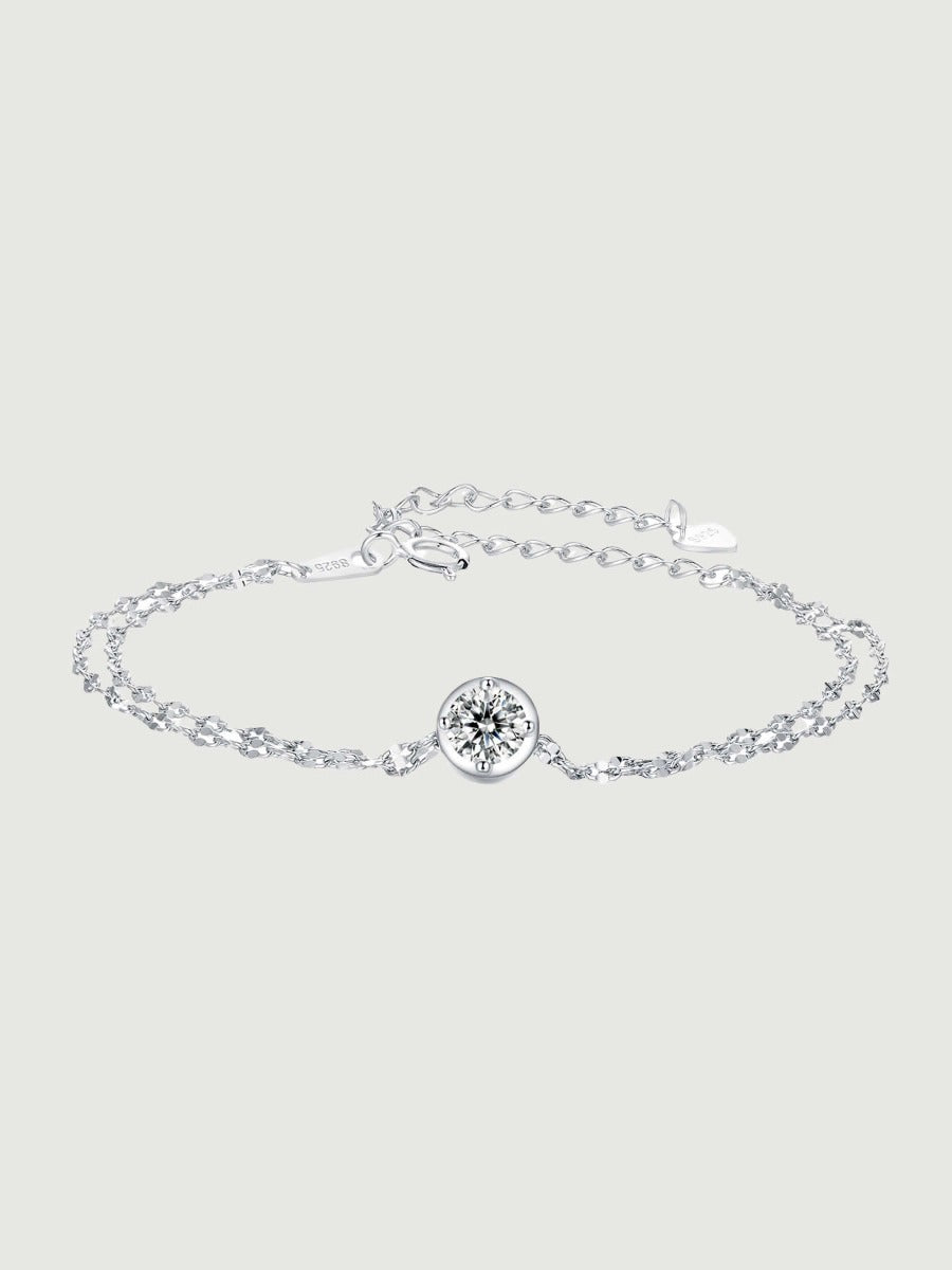 Brățară din argint 925 Moissanite Pure Brilliance cu piatră centrală strălucitoare