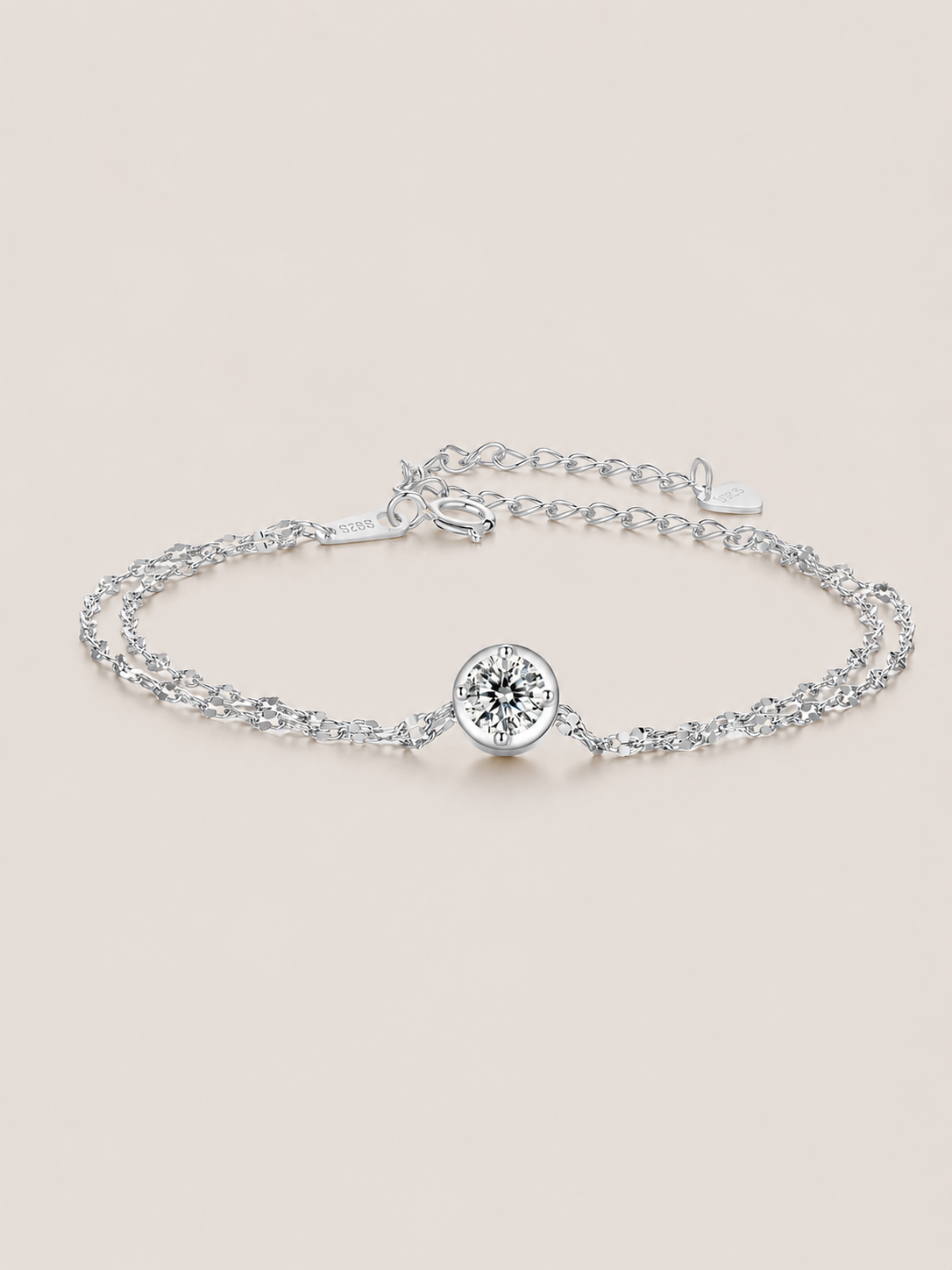 Brățară din argint 925 Moissanite Pure Brilliance cu piatră centrală strălucitoare