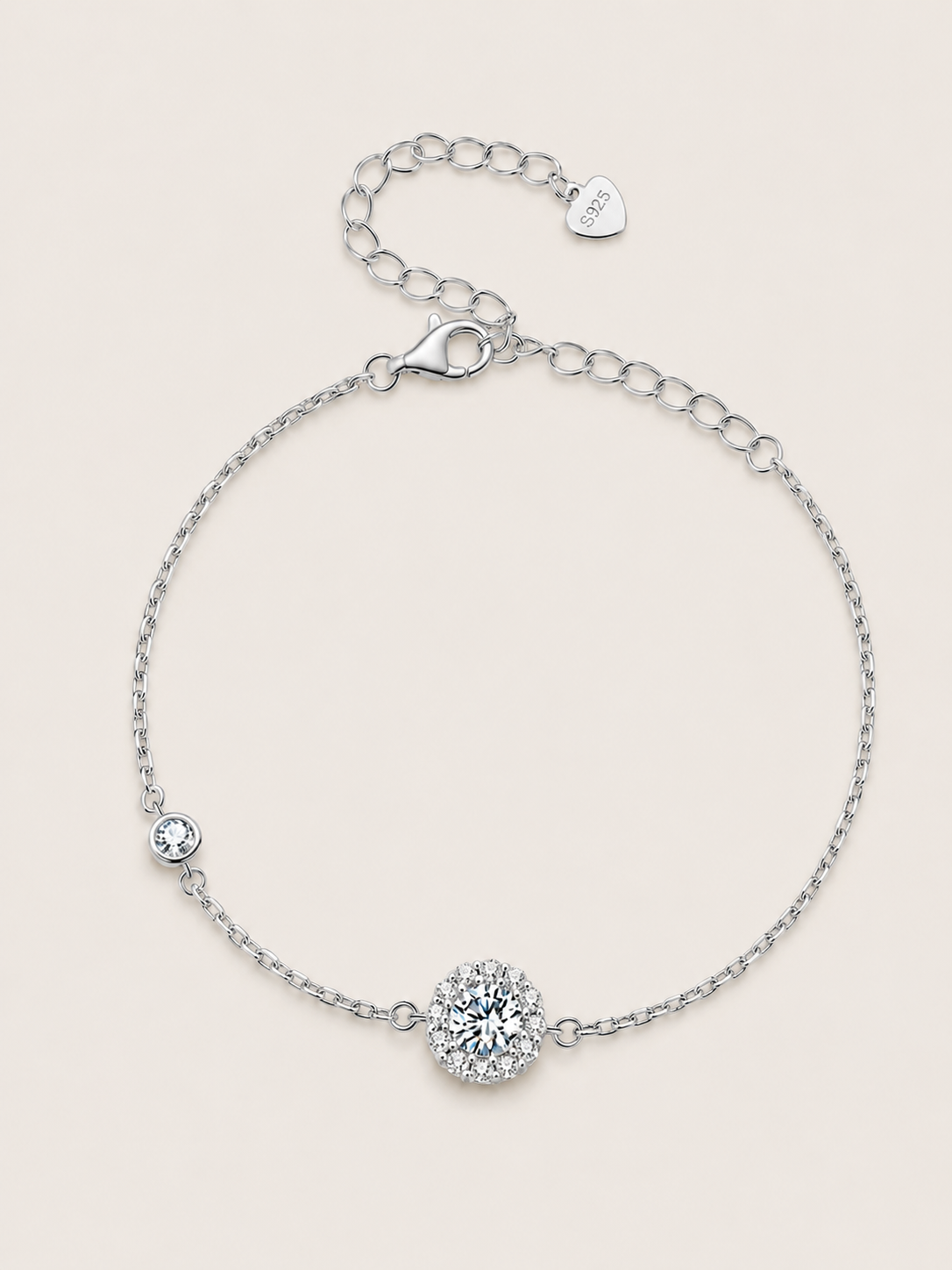 Brățară din argint 925 Moissanite Radiant Harmony cu halo strălucitor