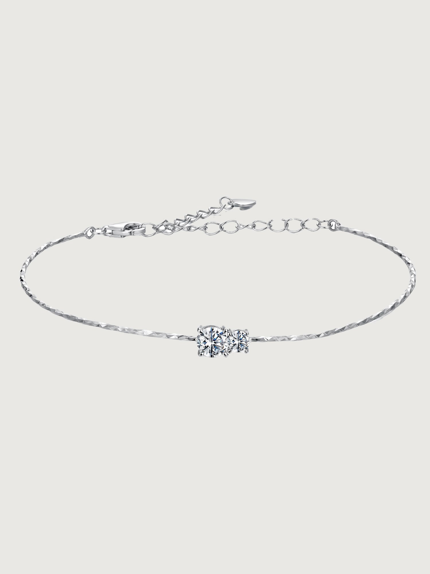 Brățară din argint 925 Moissanite Twin Spark cu două pietre strălucitoare tip diamant