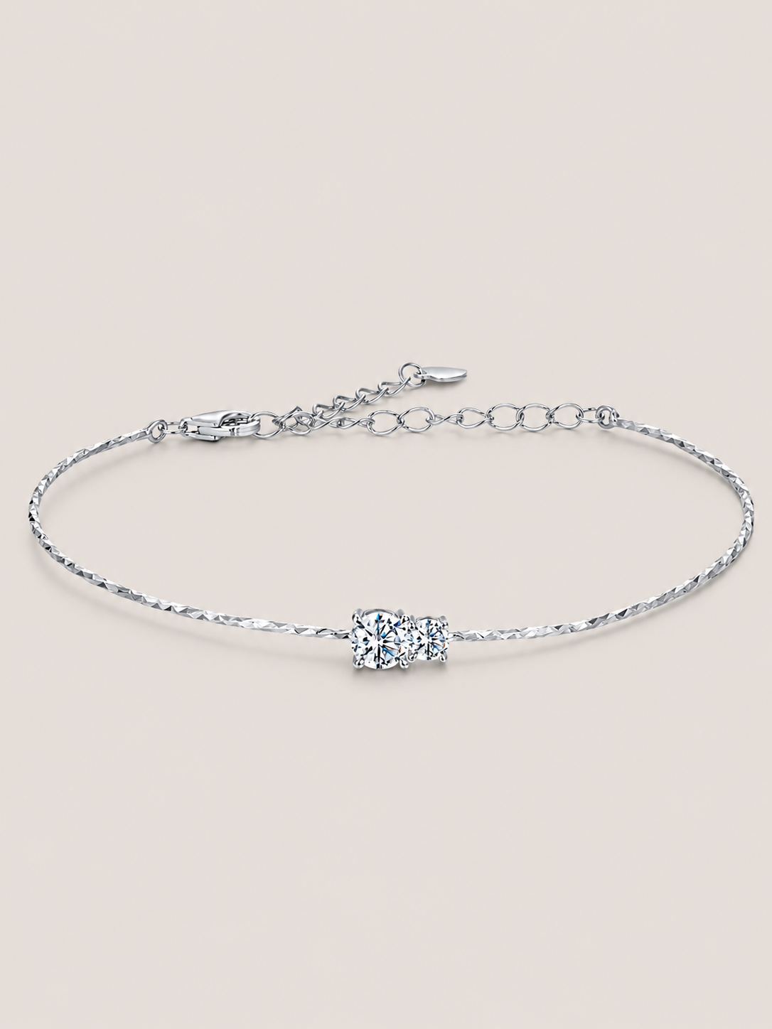 Brățară din argint 925 Moissanite Twin Spark cu două pietre strălucitoare tip diamant