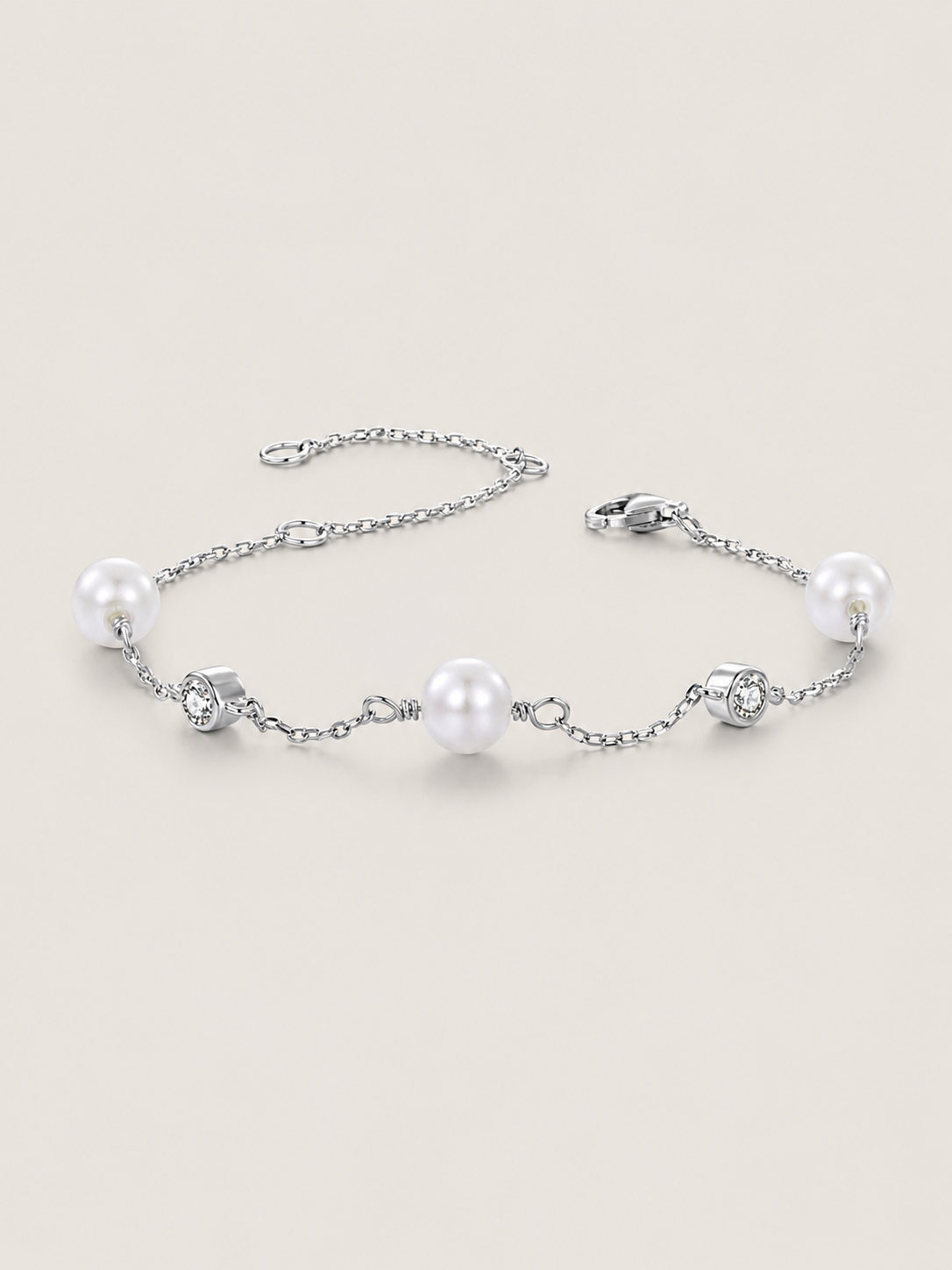 Brățară din argint 925 cu perle naturale și moissanite