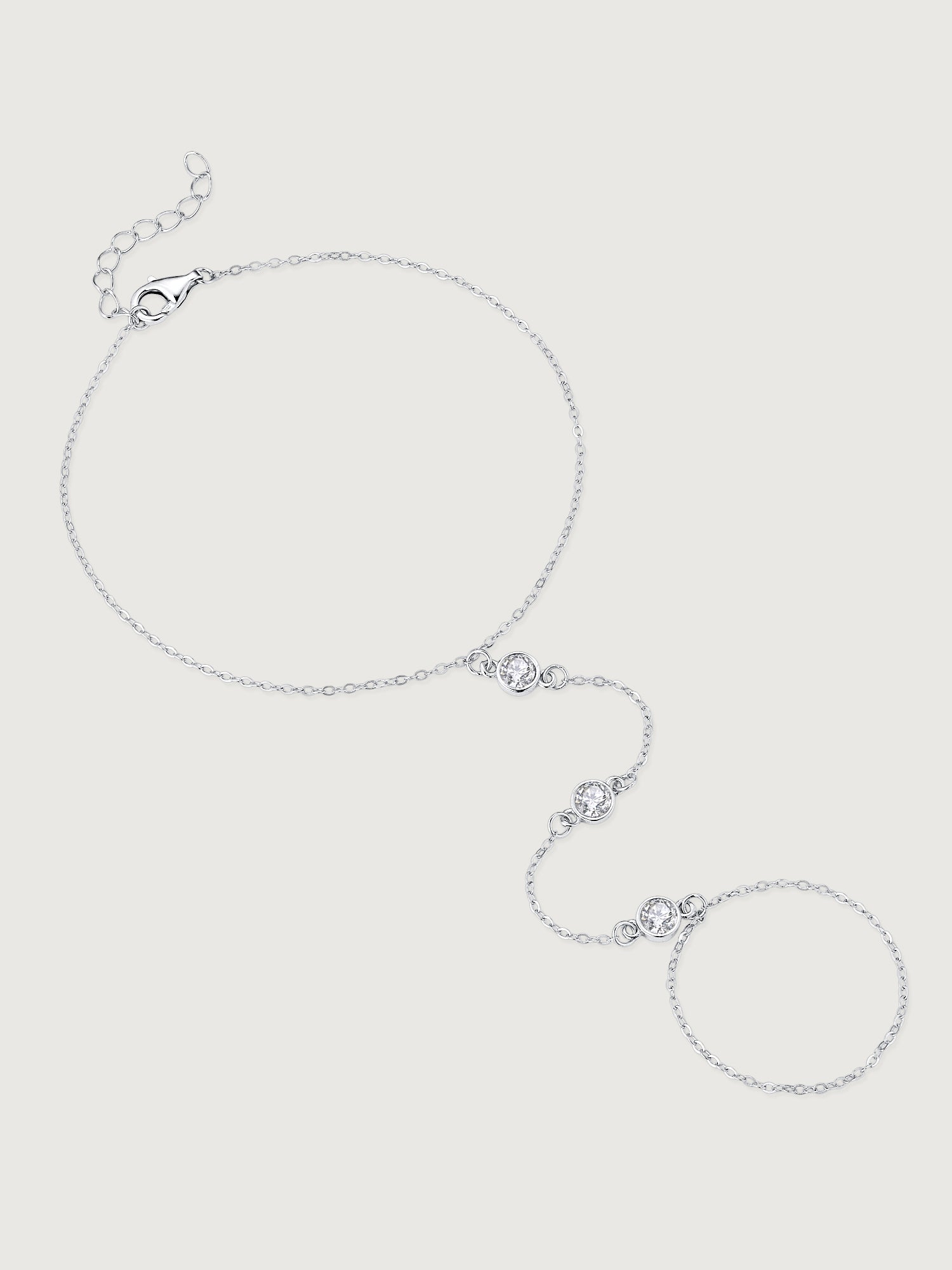 Brățară din argint tip hand chain cu zirconii