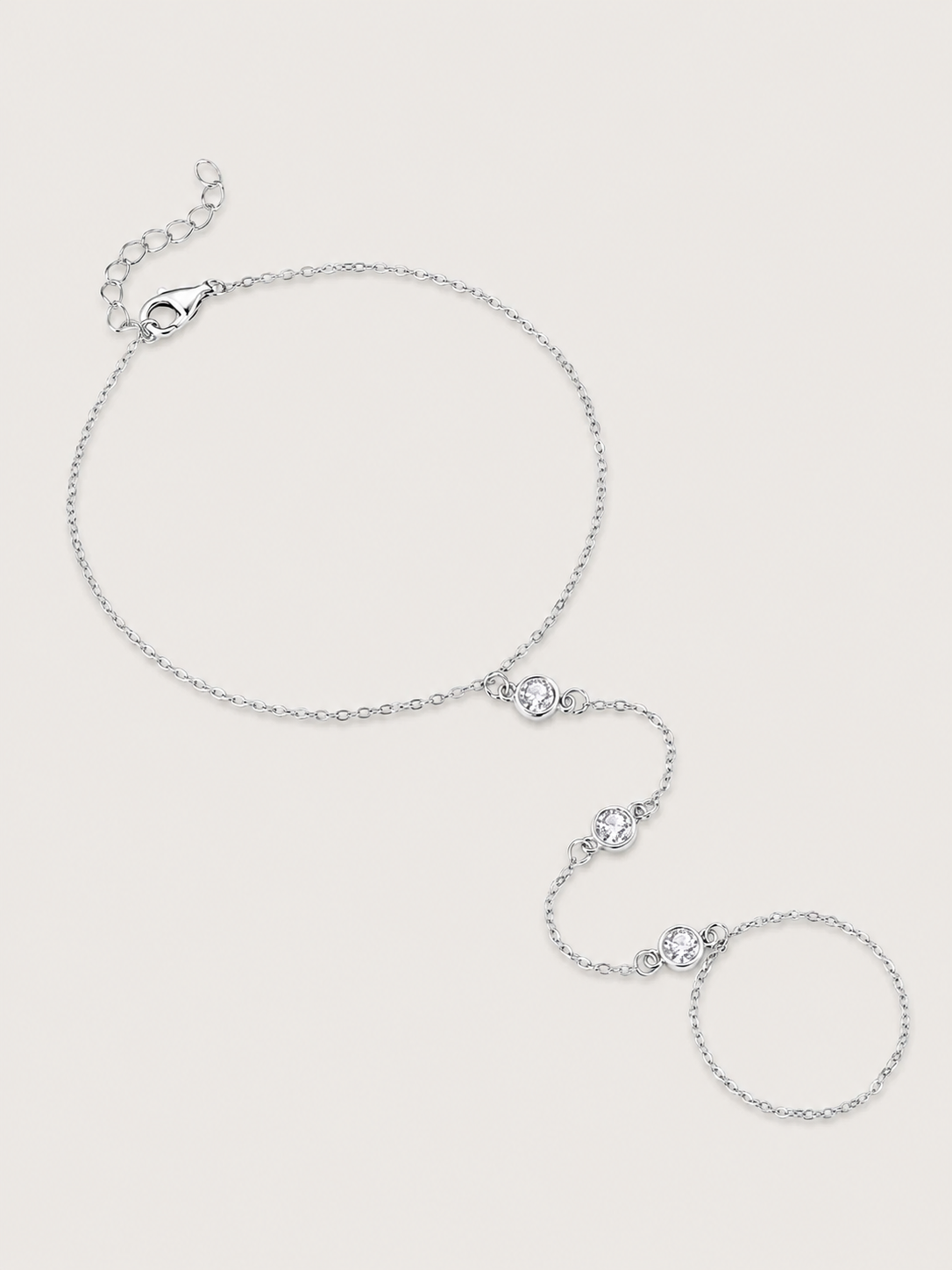 Brățară din argint tip hand chain cu zirconii