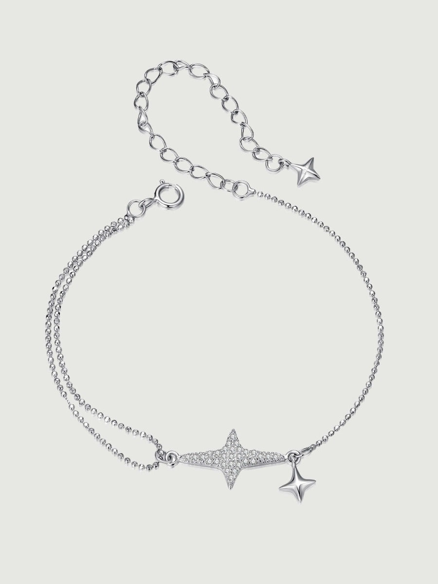 Brățară din argint 925 cu stea pavé și zirconii 5A Stardust Glow