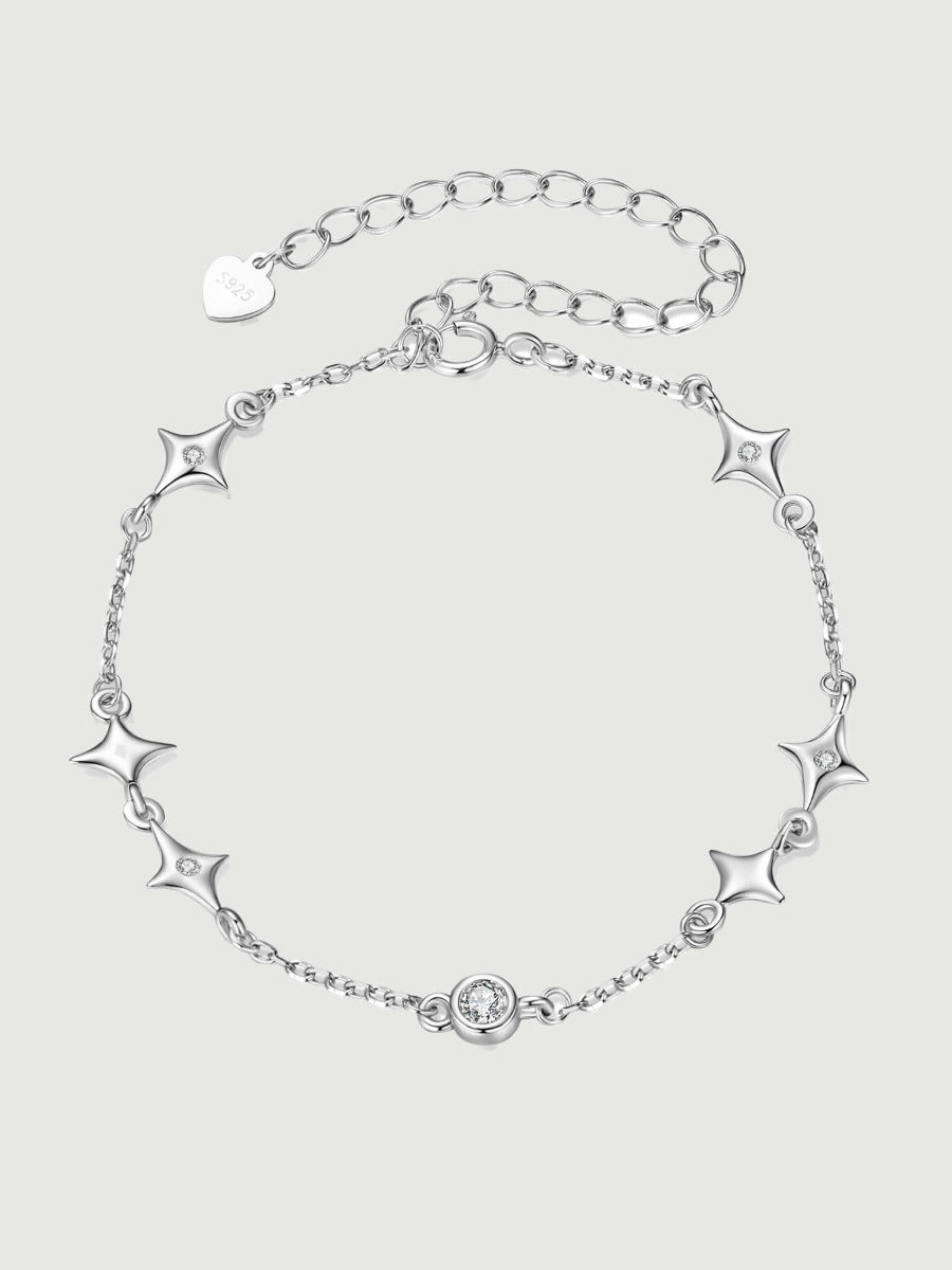 Brățară din argint 925 cu stele și zirconii 5A Stellar Grace
