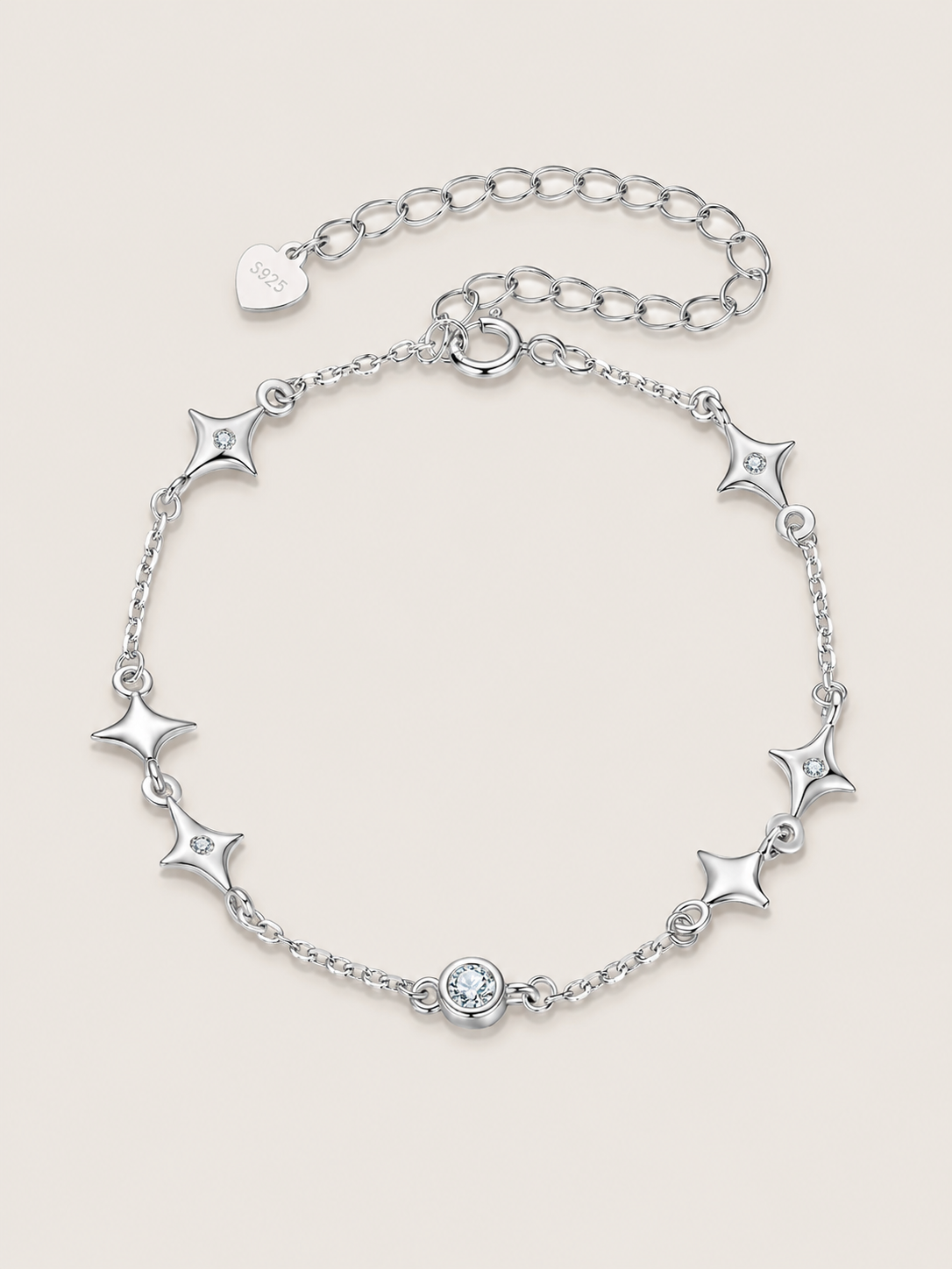 Brățară din argint 925 cu stele și zirconii 5A Stellar Grace