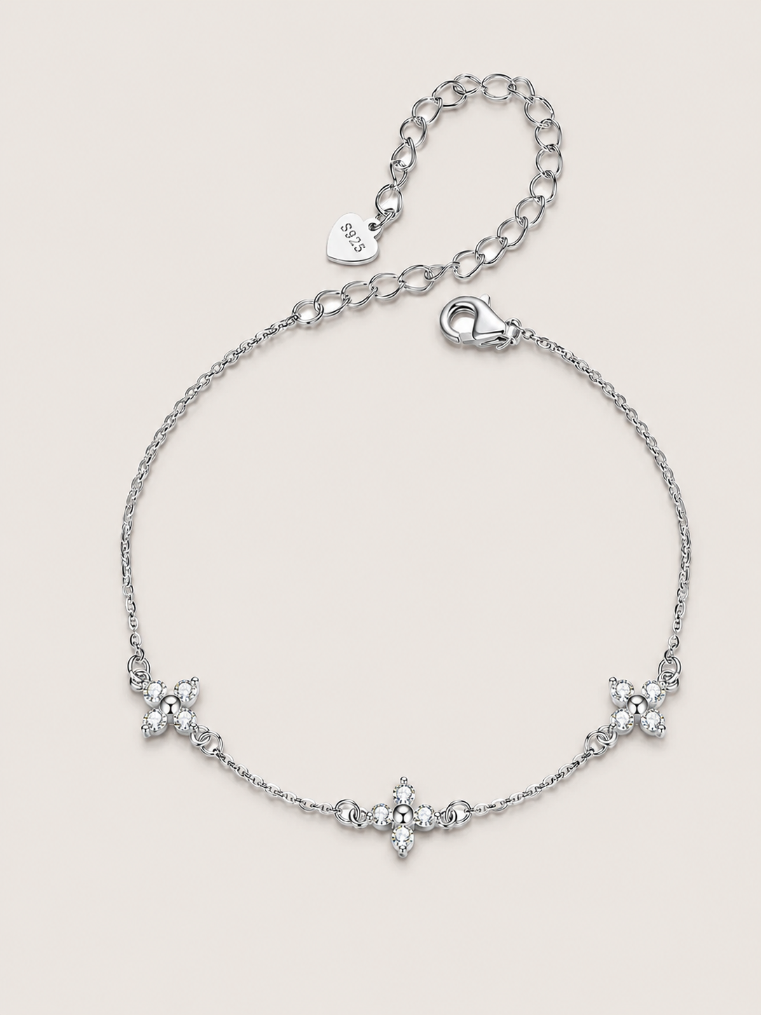 Brățară din argint 925 cu trifoi și moissanite
