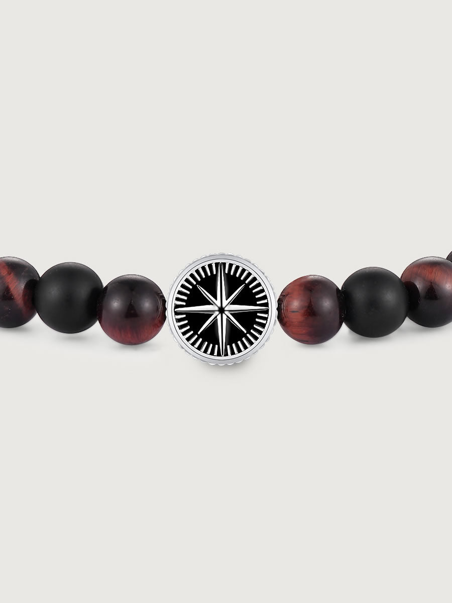 Bratara barbati din argint cu red tiger eye si onix ideala pentru cadou