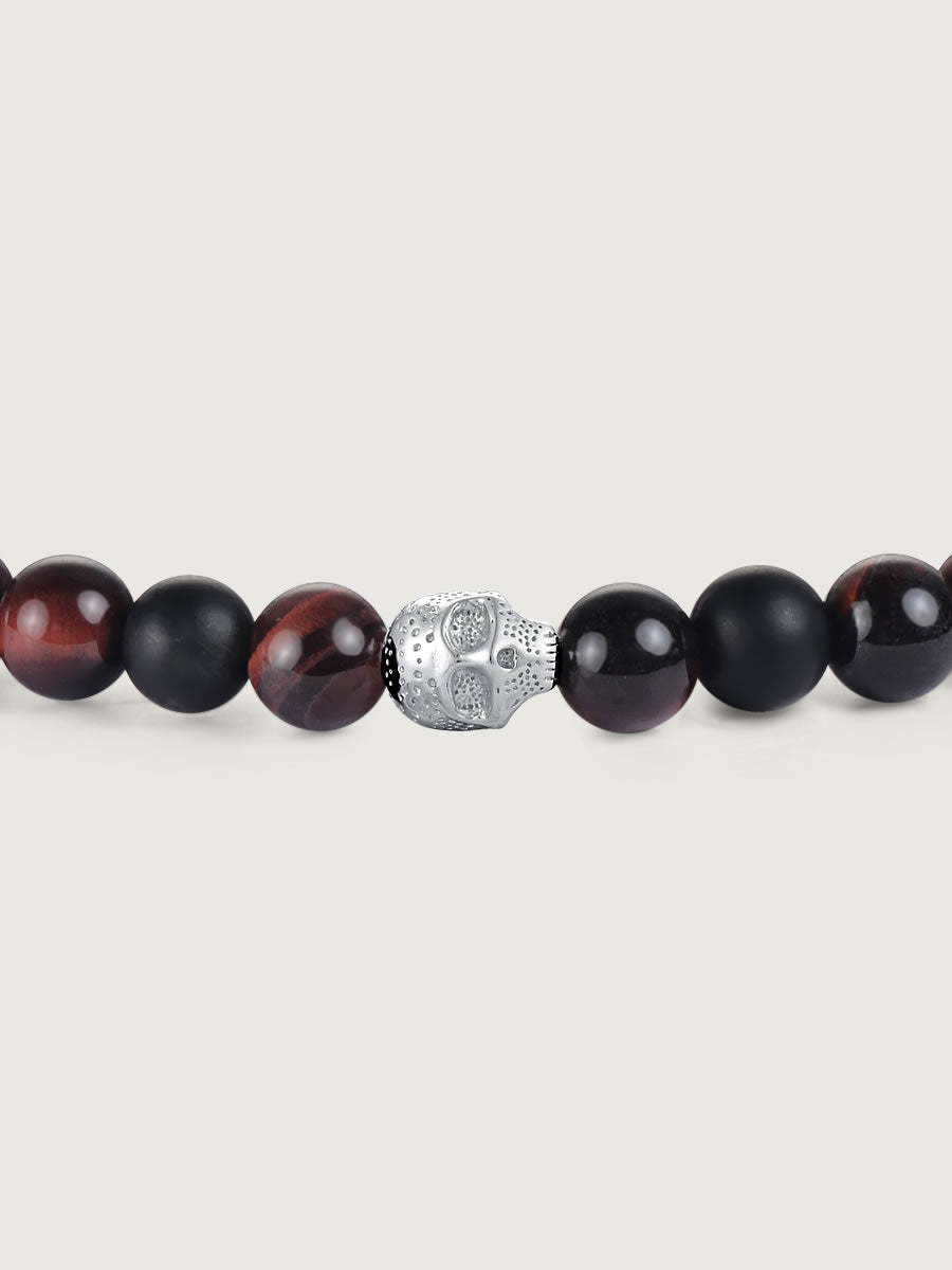 Bratara barbati din argint cu red tiger eye si onix ideala pentru cadou