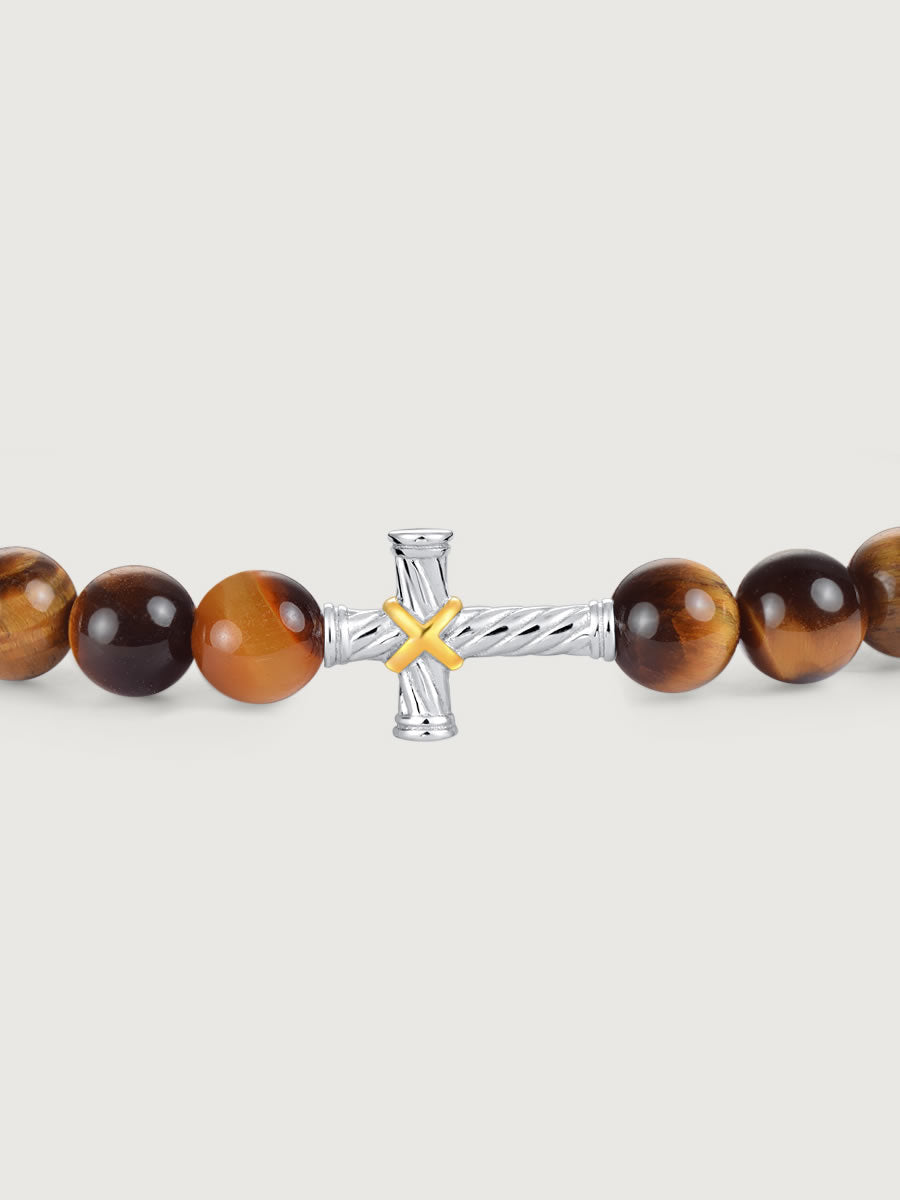 Bratara barbati din argint cu tiger eye ideala pentru cadou
