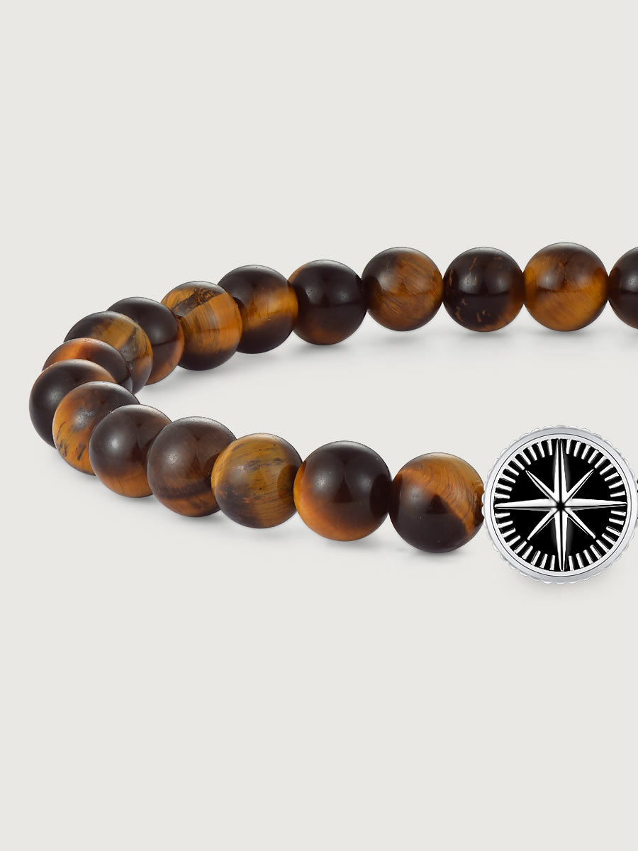 Detaliu bratara tiger eye 6mm cu reflexii aurii