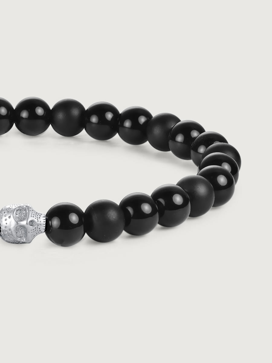 Element craniu din argint 925 pe bratara onix mix