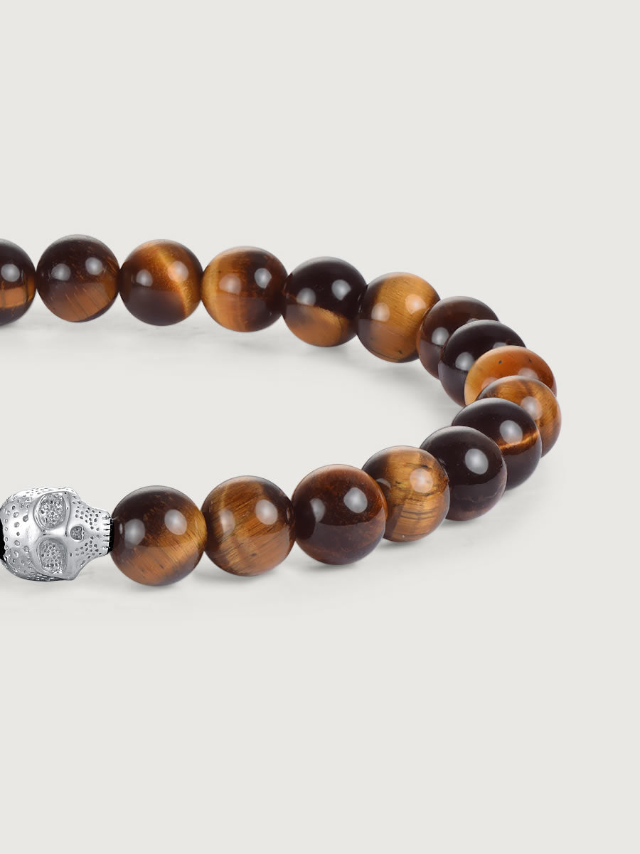 Element craniu din argint 925 pe bratara tiger eye