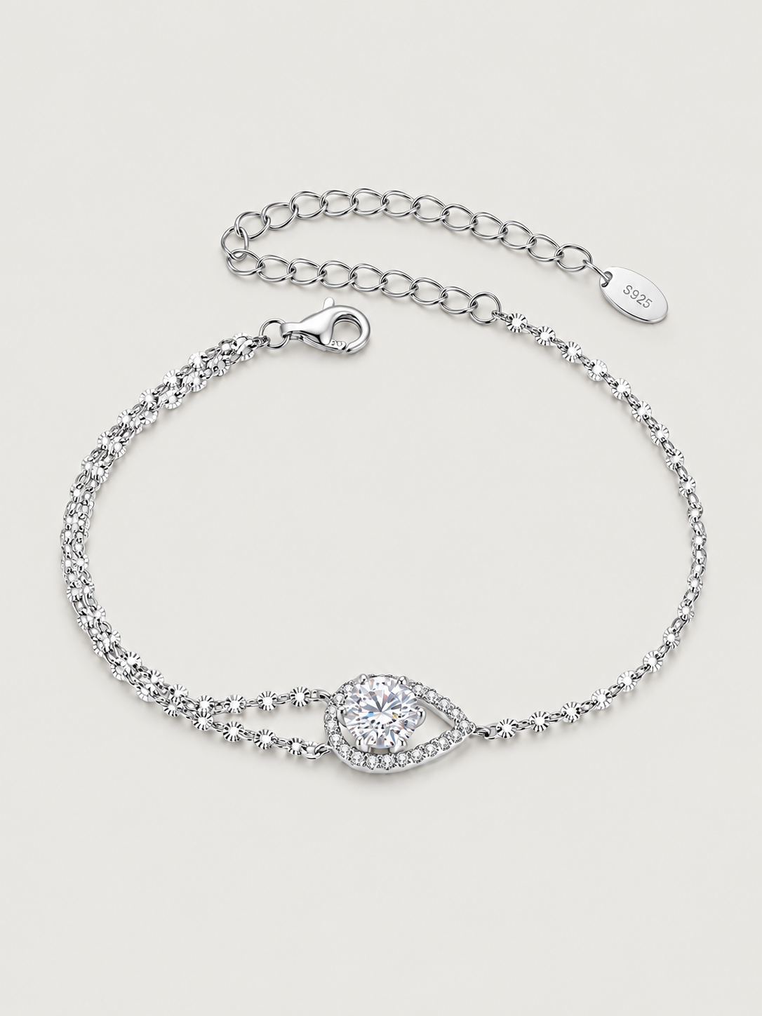 Brățară din Argint cu Moissanite 1 ct Pear Cut Elegance