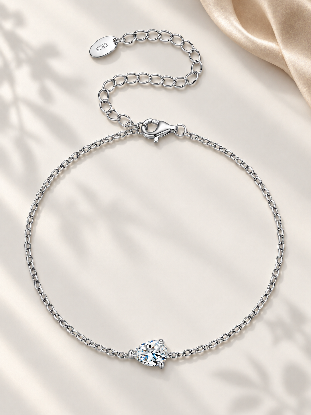 Brățară din Argint cu Moissanite Pară Pure Drop